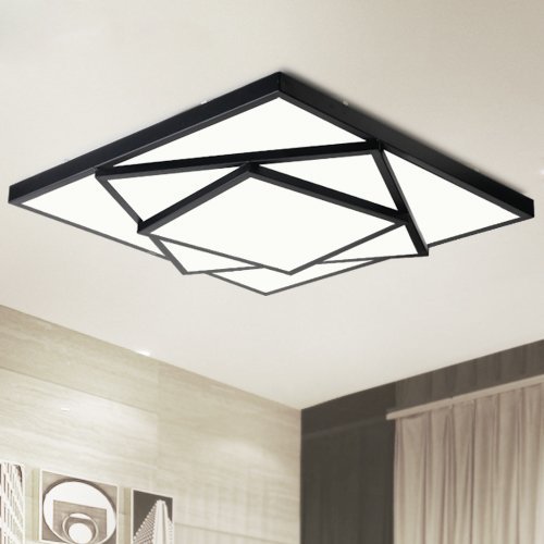 Modern Geometric LED Flush Mount Ceiling Light - 16x16 Inch, 24W Max, Painted Metal Finish - Perfect for Living Room, Bedroom, or Kitchen Lighting