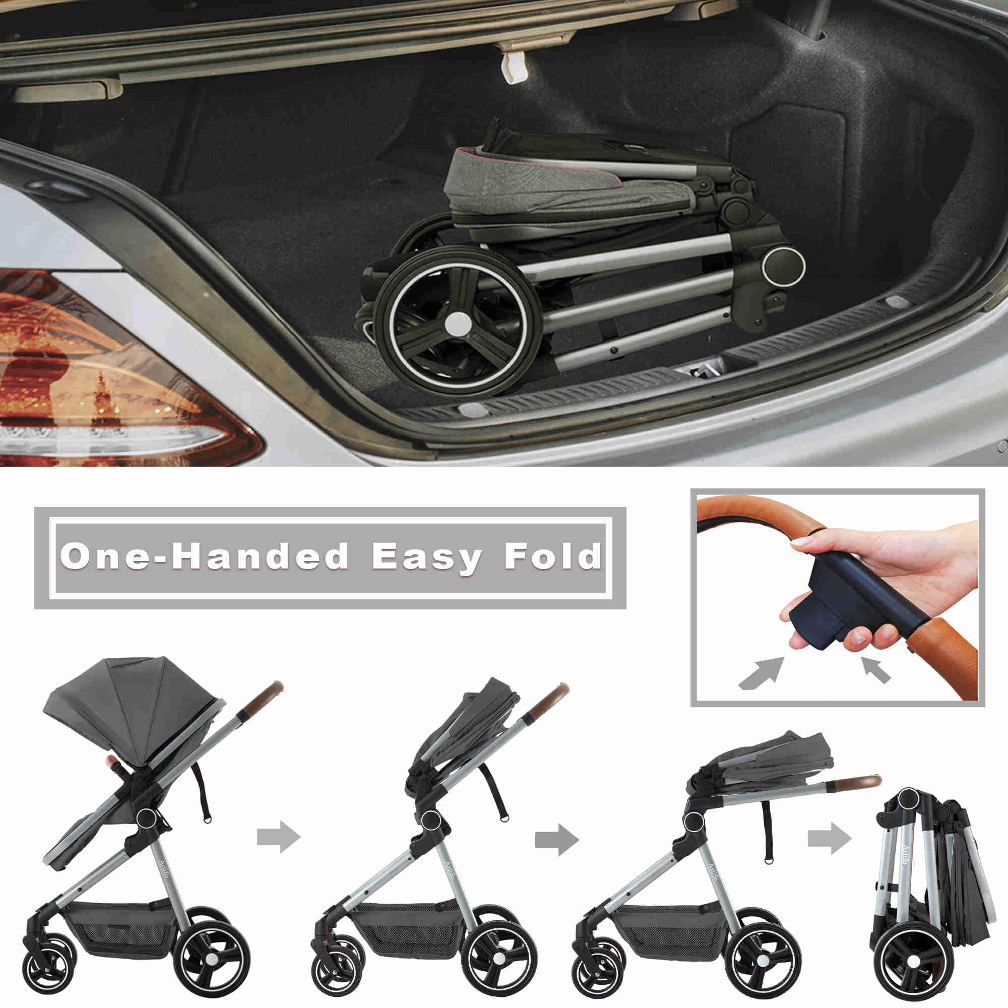 2-in-1 Baby Stroller with Bassinet - Lightweight Foldable Convertible Travel Stroller for Newborn to Toddler (0-36 Months) - Modern Pram for Boys & Girls - Perfect for Shopping, Travel & Daily Walks