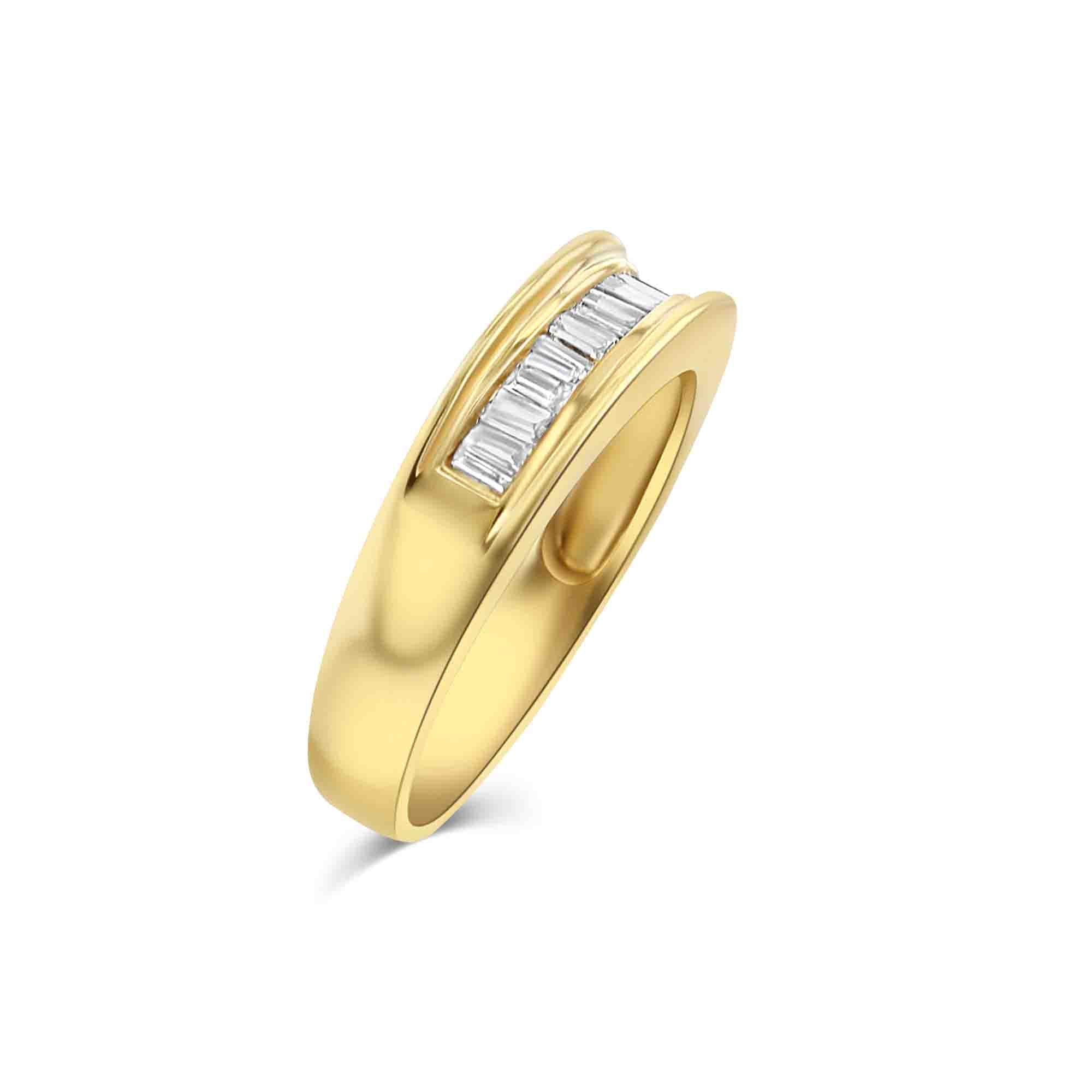 5MM Baguette Channel Diamond Wedding Band - 14k Yellow Gold Ring for Women - Perfect for Bridal, Anniversary & Special Occasions