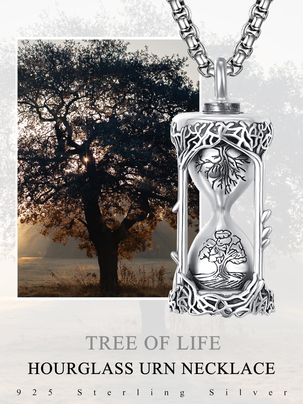 Sterling Silver Tree of Life Urn Necklace - Memorial Jewelry for Ashes - Perfect for Remembrance, Sympathy Gifts & Keepsakes