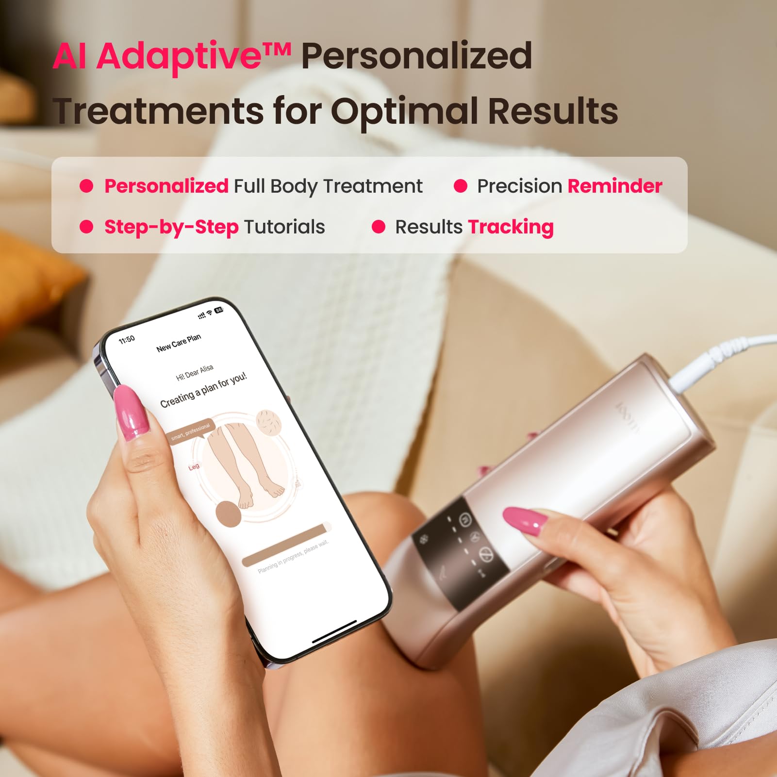 TRIPLE-Pulse IPL Laser Hair Removal Device with Sapphire Ice-Cooling Technology (37°F) - Permanent At-Home Hair Removal for Women & Men - Trinity iGlow 10 in Champagne Gold - Perfect for Legs, Underarms, Bikini Line & Facial Hair Removal