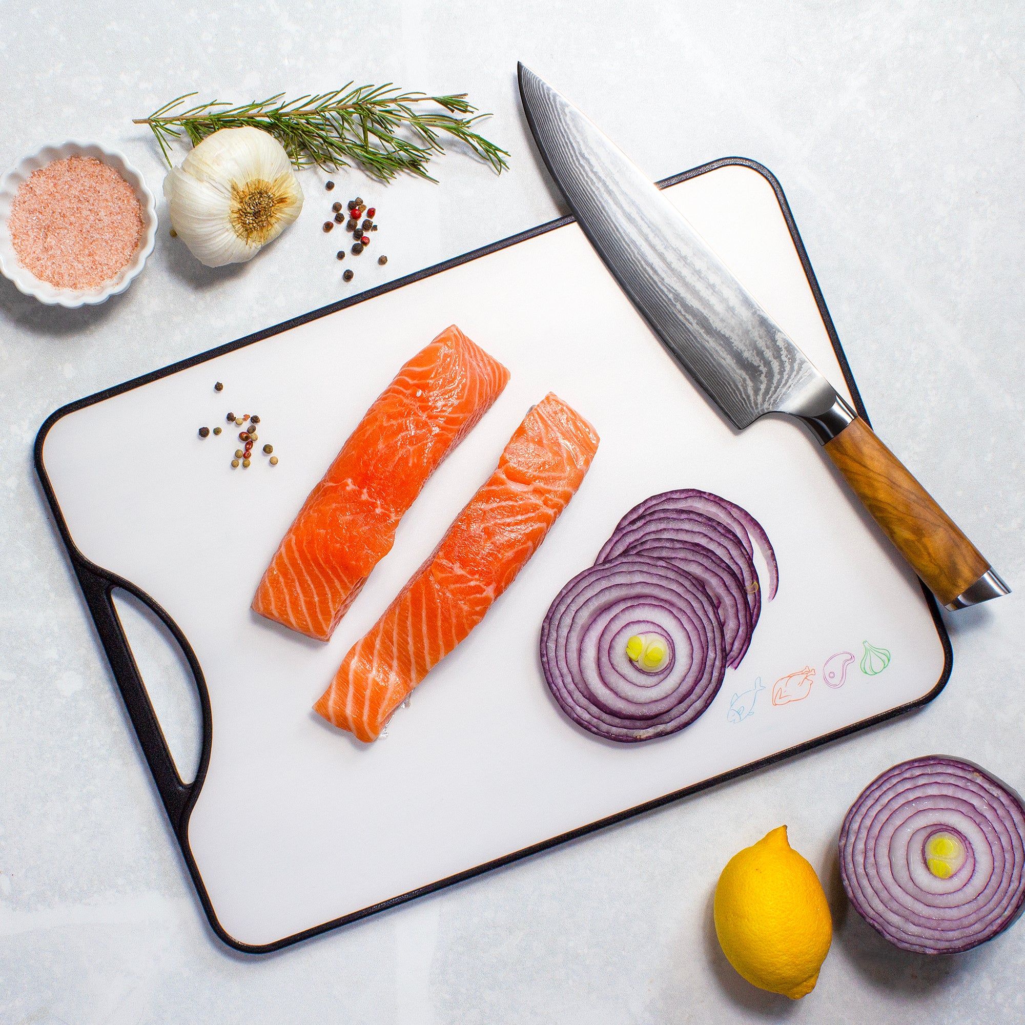 Eco-Friendly Reversible Bamboo and Plastic Cutting Board - Durable Kitchen Chopping Board for Meat, Vegetables & Fruits - Perfect for Home Cooking, Meal Prep & Camping