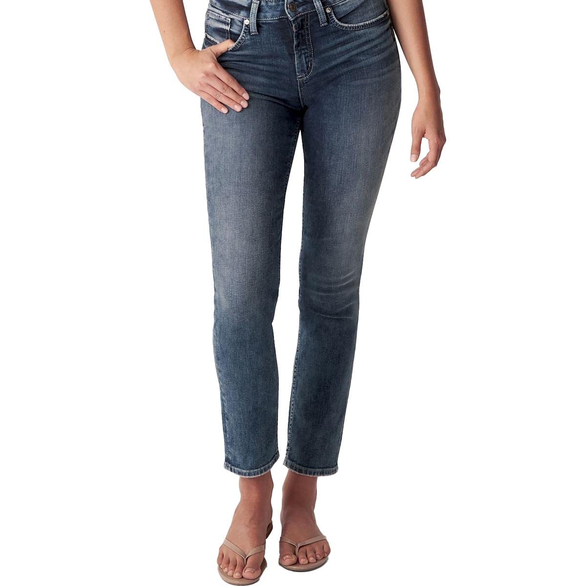 Silver Jeans Co. Women's Avery High Rise Straight Leg Jeans - Classic Denim Pants for Casual Wear, Office & Night Out | Comfortable Stretch Fabric