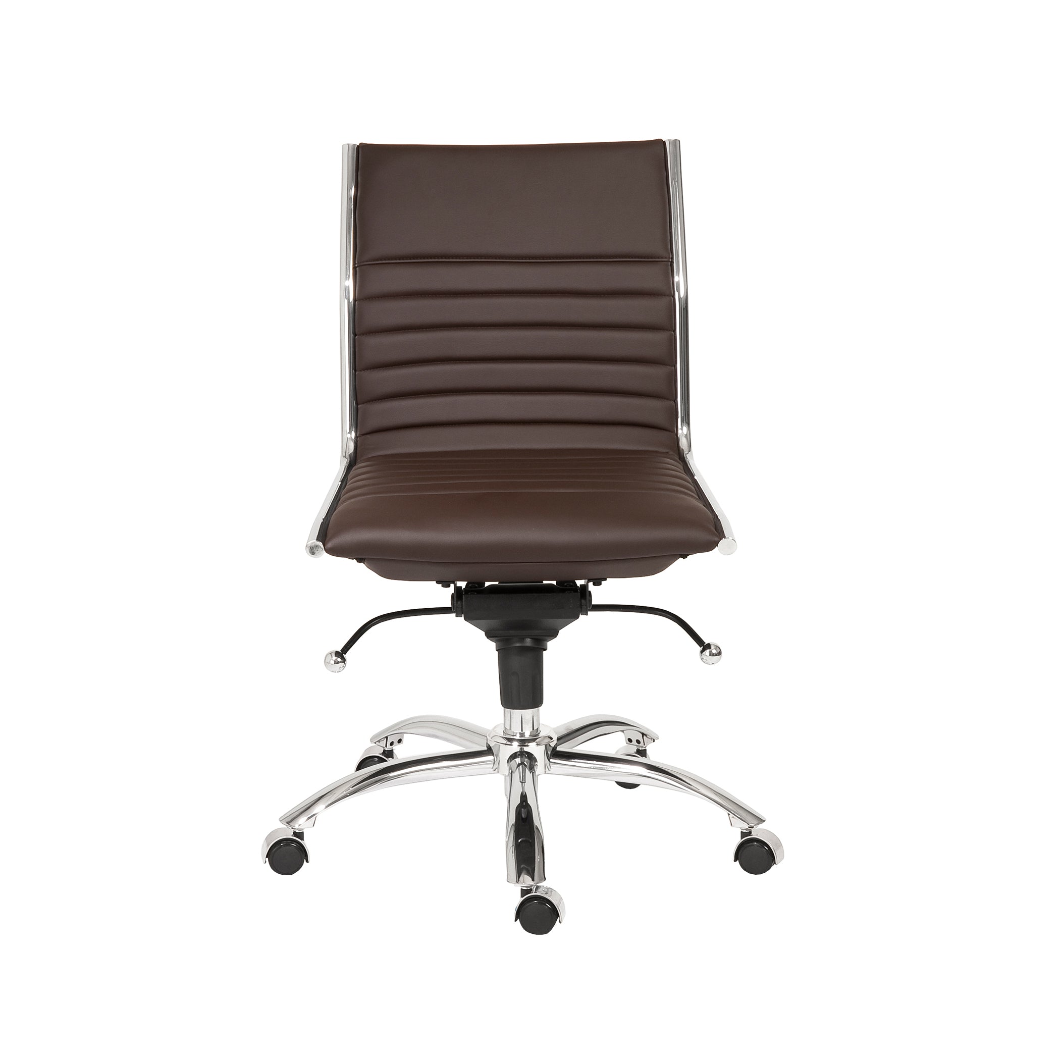Euro Style Dirk Low Back Office Chair - Armless Ergonomic Design with Chrome Steel Base for Home, Office & Workspace Comfort