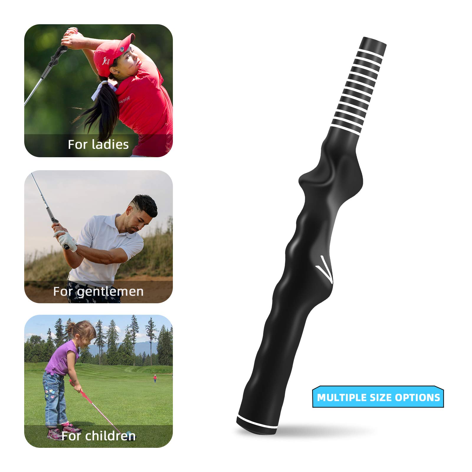Golf Club Grip Trainer - Left & Right Hand Swing Practice Aid, Improve Golf Swing Technique for Indoor & Outdoor Training