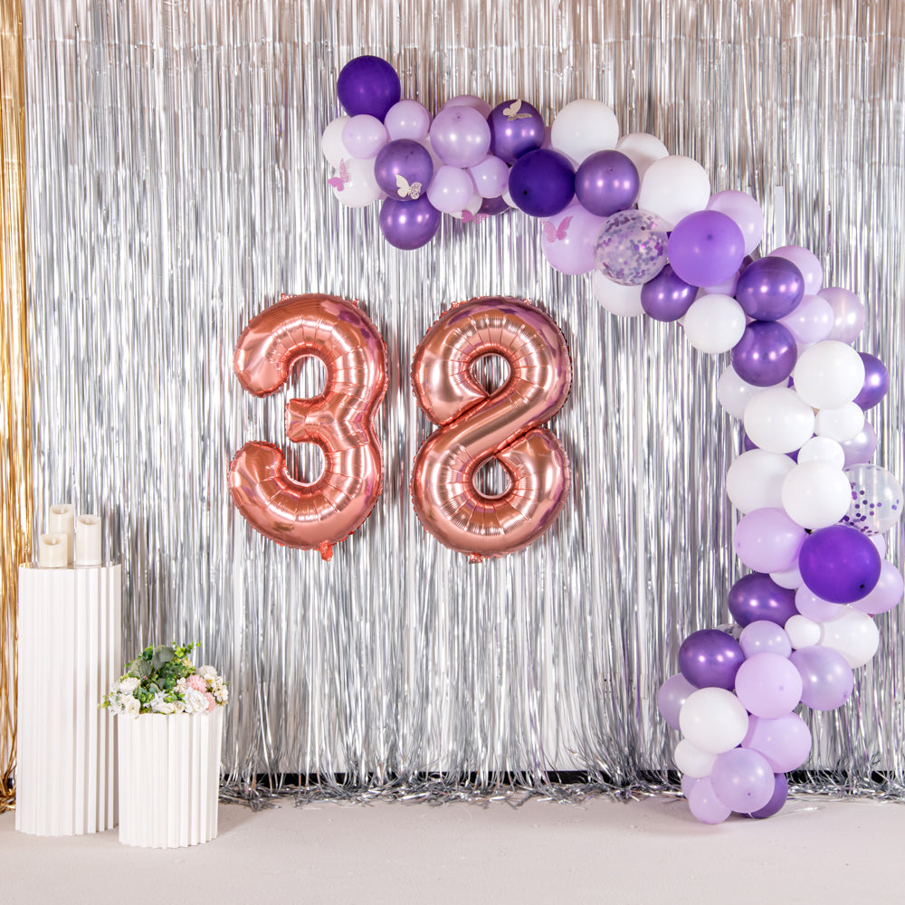 Rose Gold Mylar Number 8 Balloon - 40 Inch Large Foil Balloon for Birthday Parties, Anniversaries & Celebrations (1 Count Box)