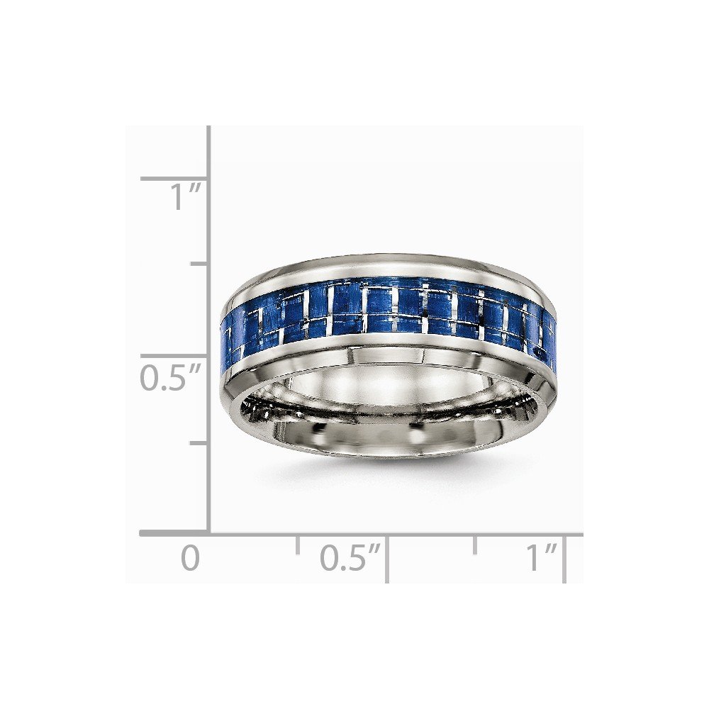 Solid Titanium Men's Wedding Band Ring - Blue/White Carbon Fiber Inlay, Comfort-Fit Design for Everyday Wear & Special Occasions