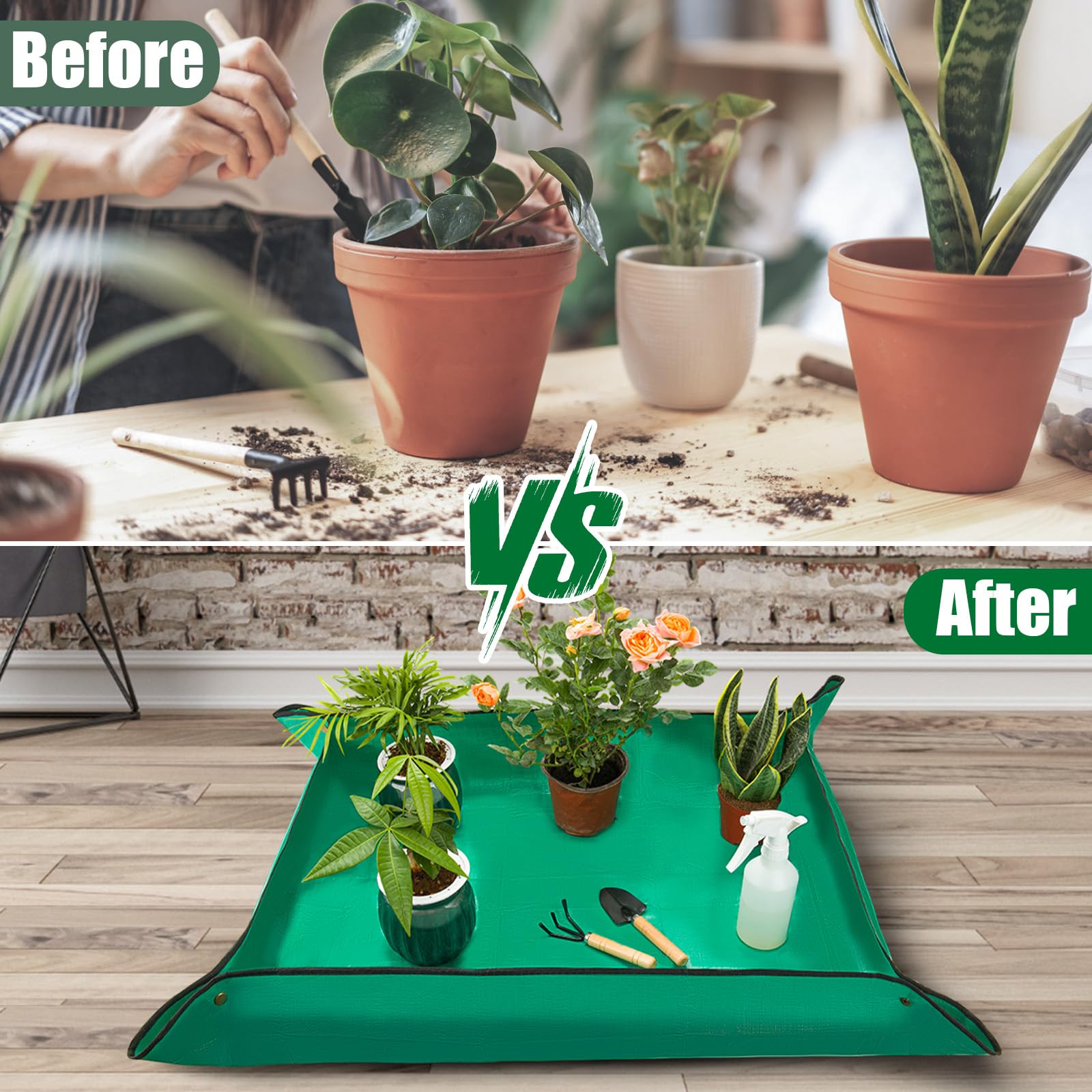 2PCS Waterproof Repotting Mat for Indoor Plants - Professional Gardening Transplanting Mat Supplies for Potting, Pruning & Seedling Care - Perfect for Home, Greenhouse & Balcony Gardening