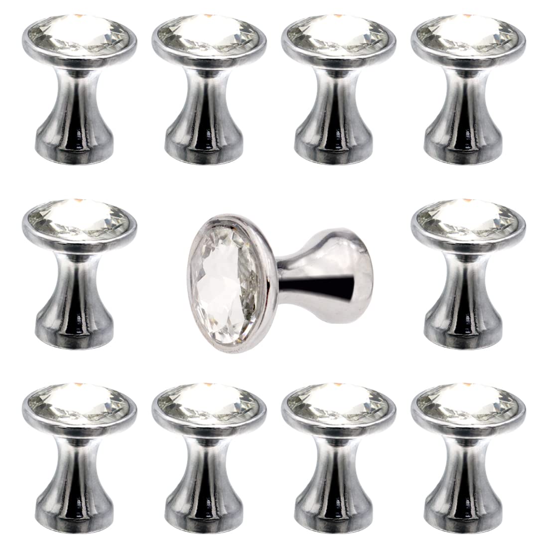10 Pack 18x14mm Mini Crystal Cabinet Knobs - Diamond Shaped Drawer Pulls for Jewelry Box, Dresser, Kitchen, Wardrobe, Cupboard & Office - Transparent Glass Hardware for Home Decor & DIY Furniture Upgrade