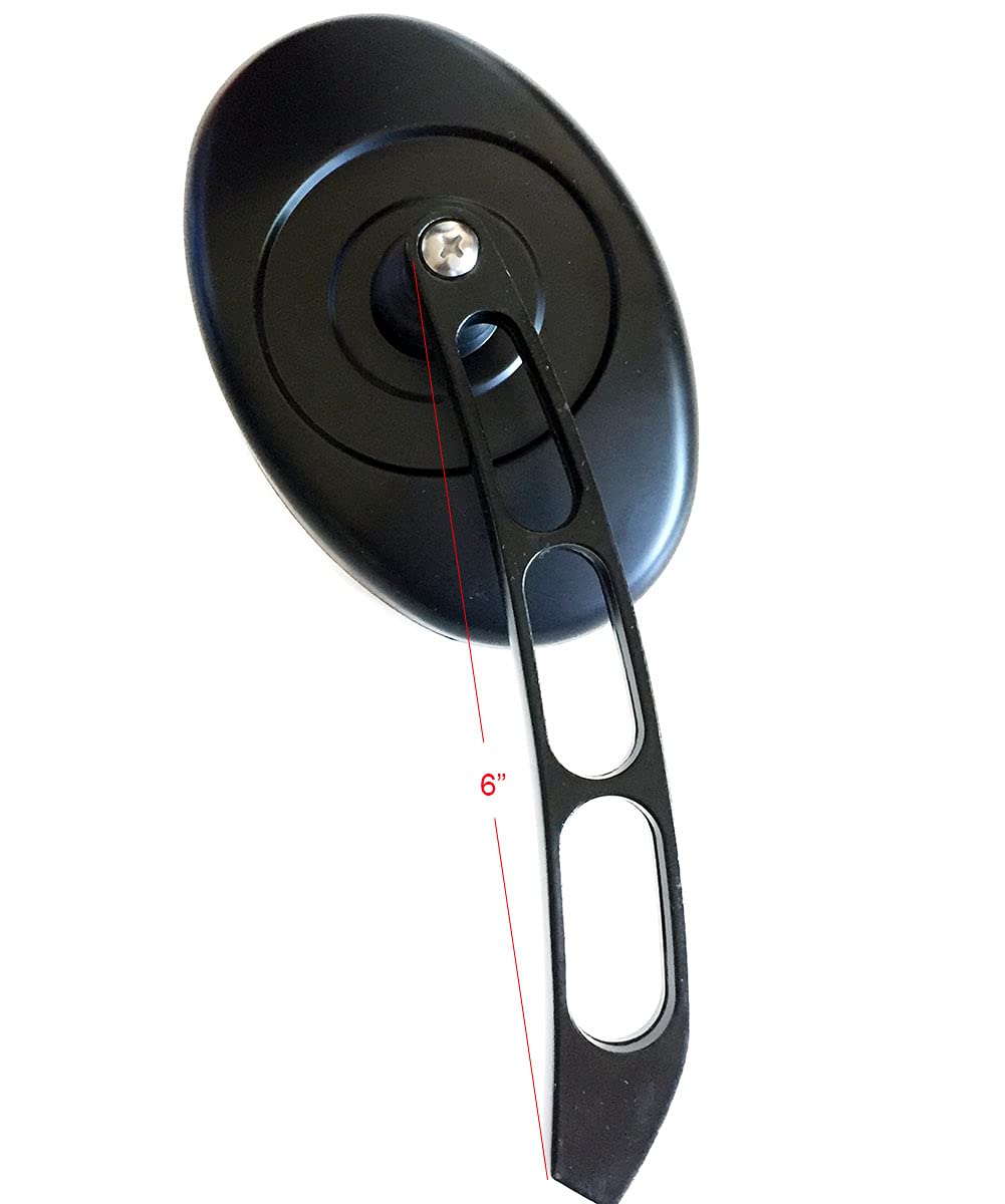 1 Pair Black Smooth Oval Head Teardrop Stem Motorcycle Mirrors - Compatible with 1984 Harley-Davidson Electra Glide FLH - Durable Replacement for Enhanced Visibility and Safety on the Road