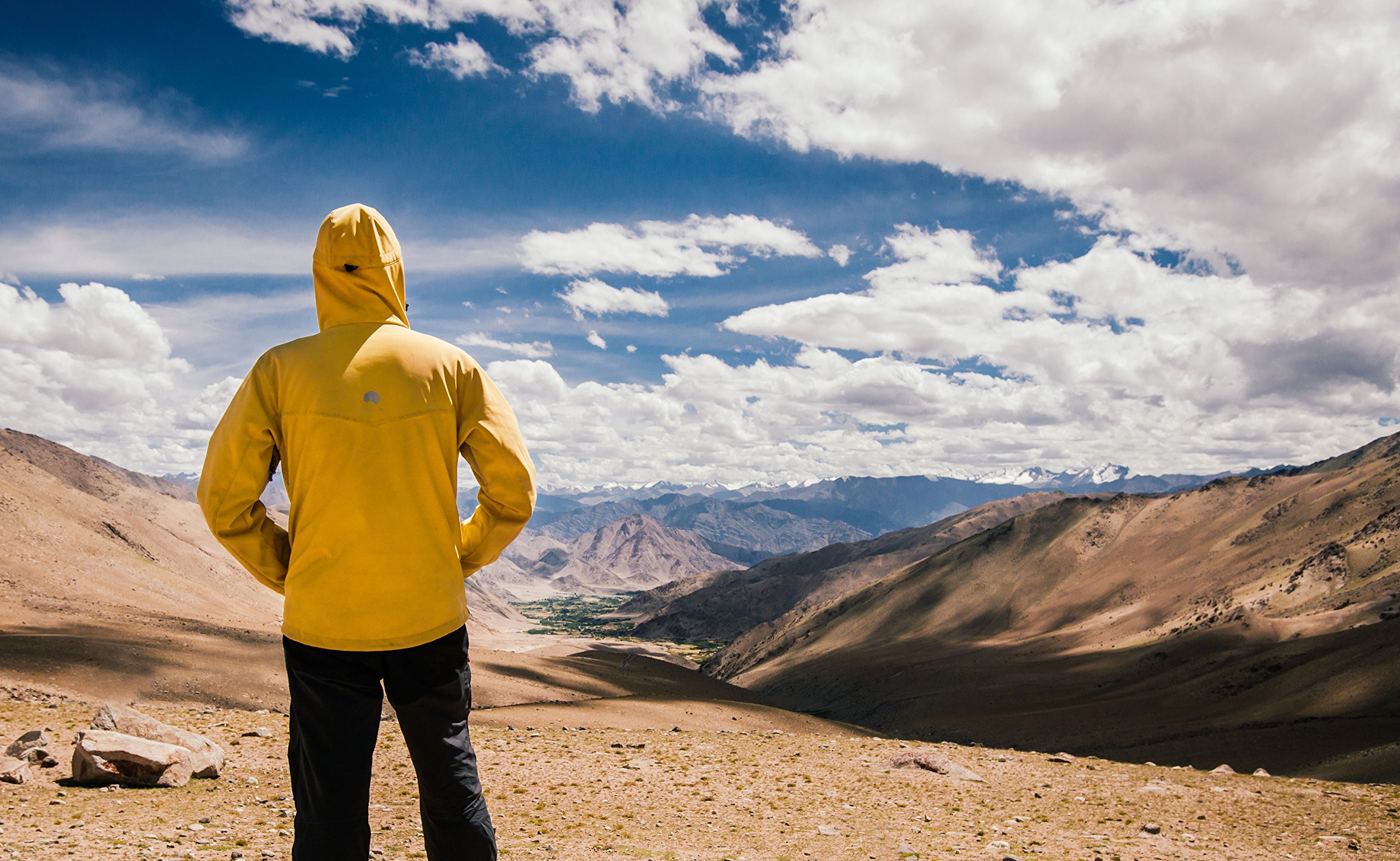 Qaras Men's Mustard Yellow Fleece-Lined Soft Shell Jacket - Waterproof, Windproof, High Loft - Large Size for Outdoor Hiking, Camping & Winter Activities