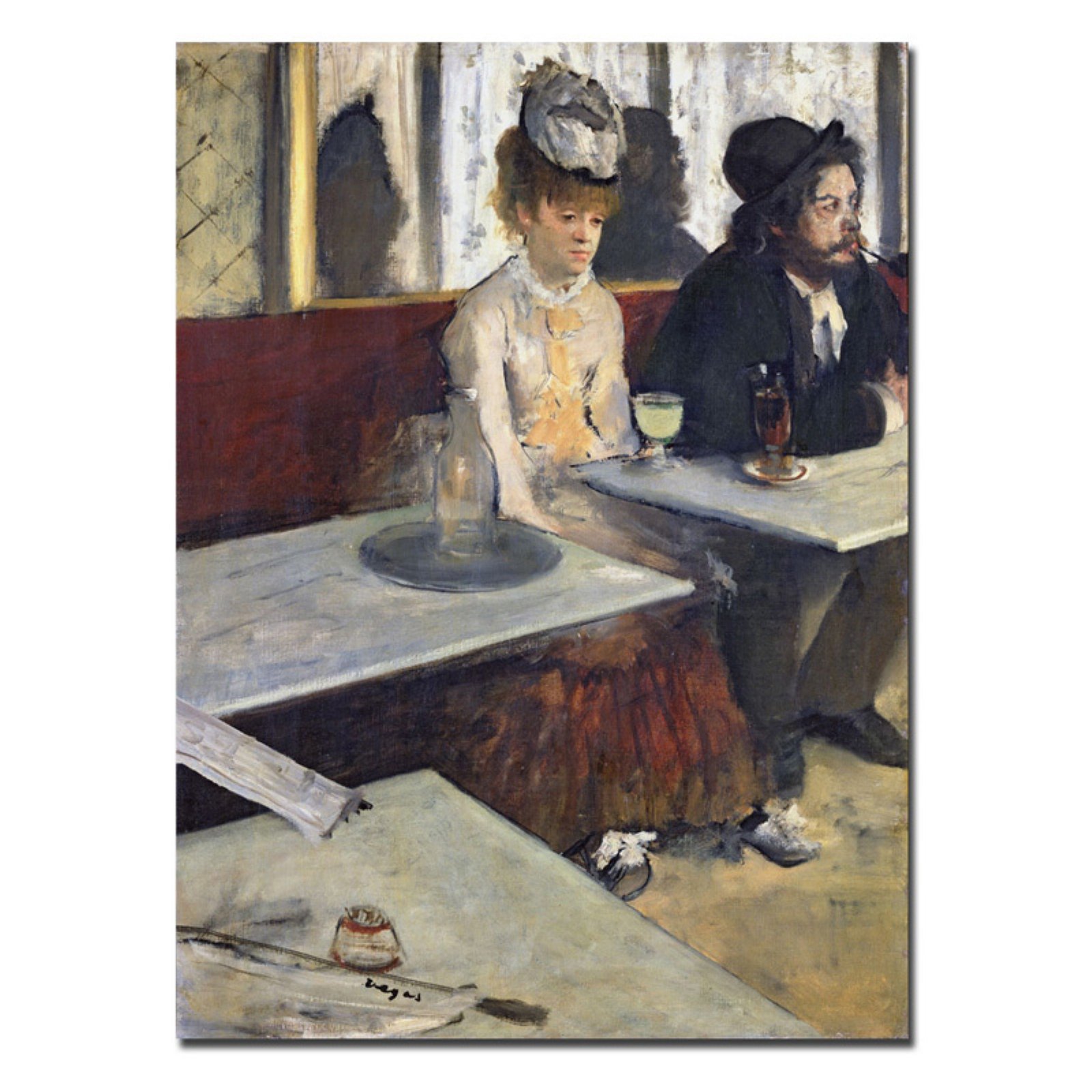 Edgar Degas 'Absinthe 1875-76' Fine Art Canvas Print - Museum Quality Reproduction for Home & Office Decor - Perfect for Living Room, Bedroom or Gallery Wall Display
