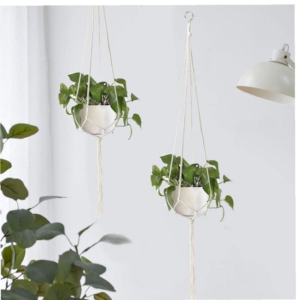 Handmade Macrame Plant Hangers for Indoor & Outdoor Use - Cotton Rope Hanging Planter Basket for Flower Pots - Perfect for Patio, Deck, Ceiling & Boho Home Decor