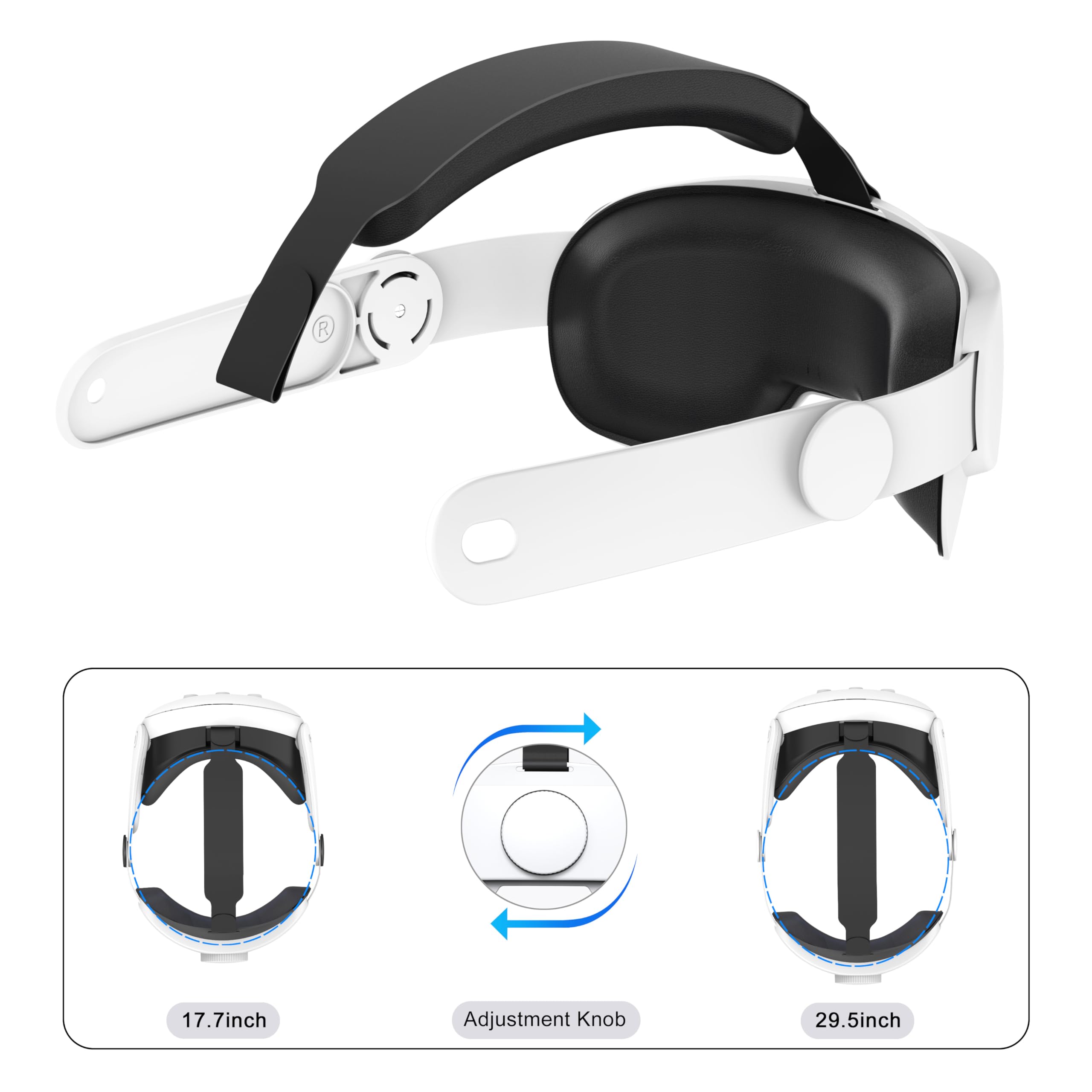 Meta Quest 3 Head Strap - Adjustable Comfortable Replacement Strap for VR Headset Accessories, Reduces Face & Head Pressure (White) - Perfect for Long Gaming Sessions & Virtual Reality Experiences