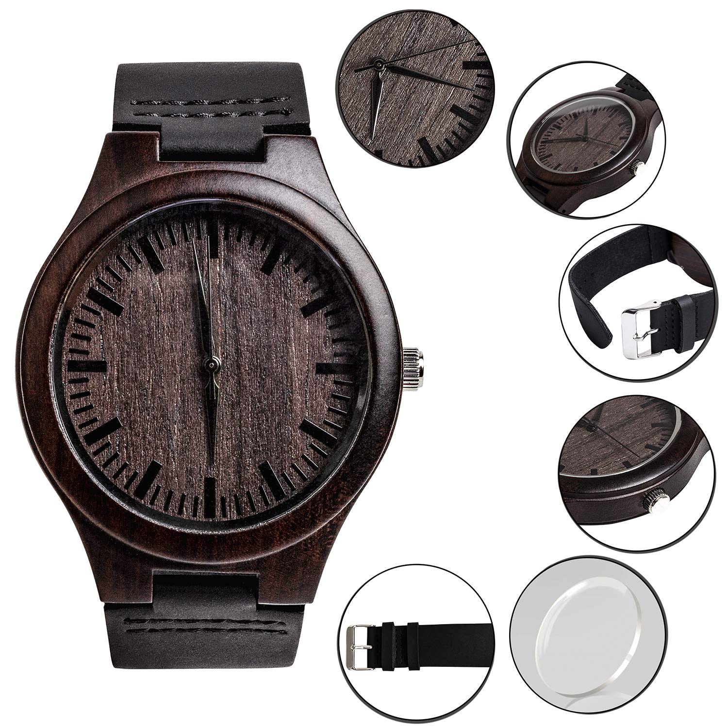 Custom Engraved Wooden Watch for Men - Personalized Gift for Boyfriend, Anniversary, Birthday - Unique Wooden Timepiece for Everyday Wear & Special Occasions