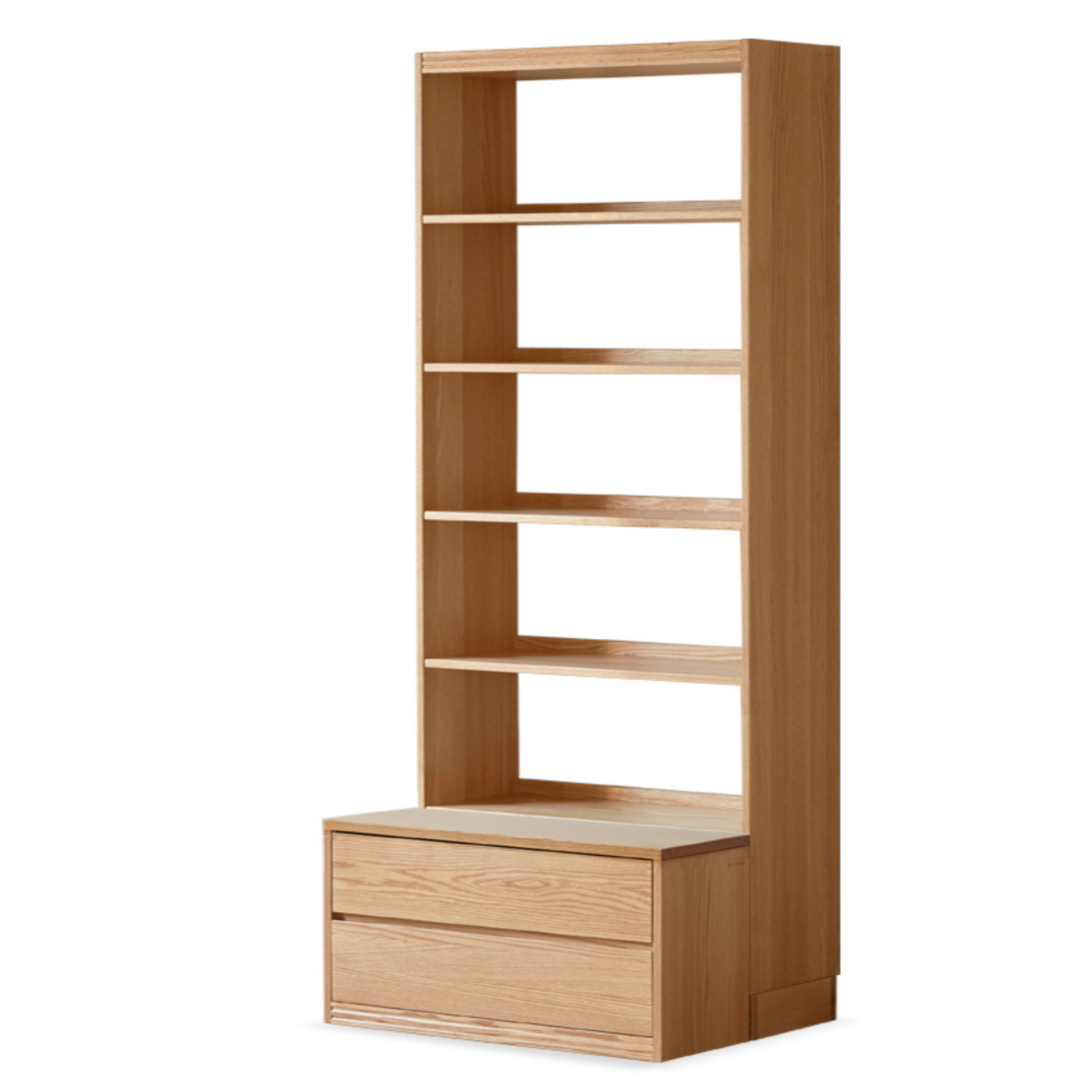 Solid Oak Wood Wall-to-Wall Bookshelf with Built-in Seat - Perfect for Home Library, Study Room & Living Room Storage