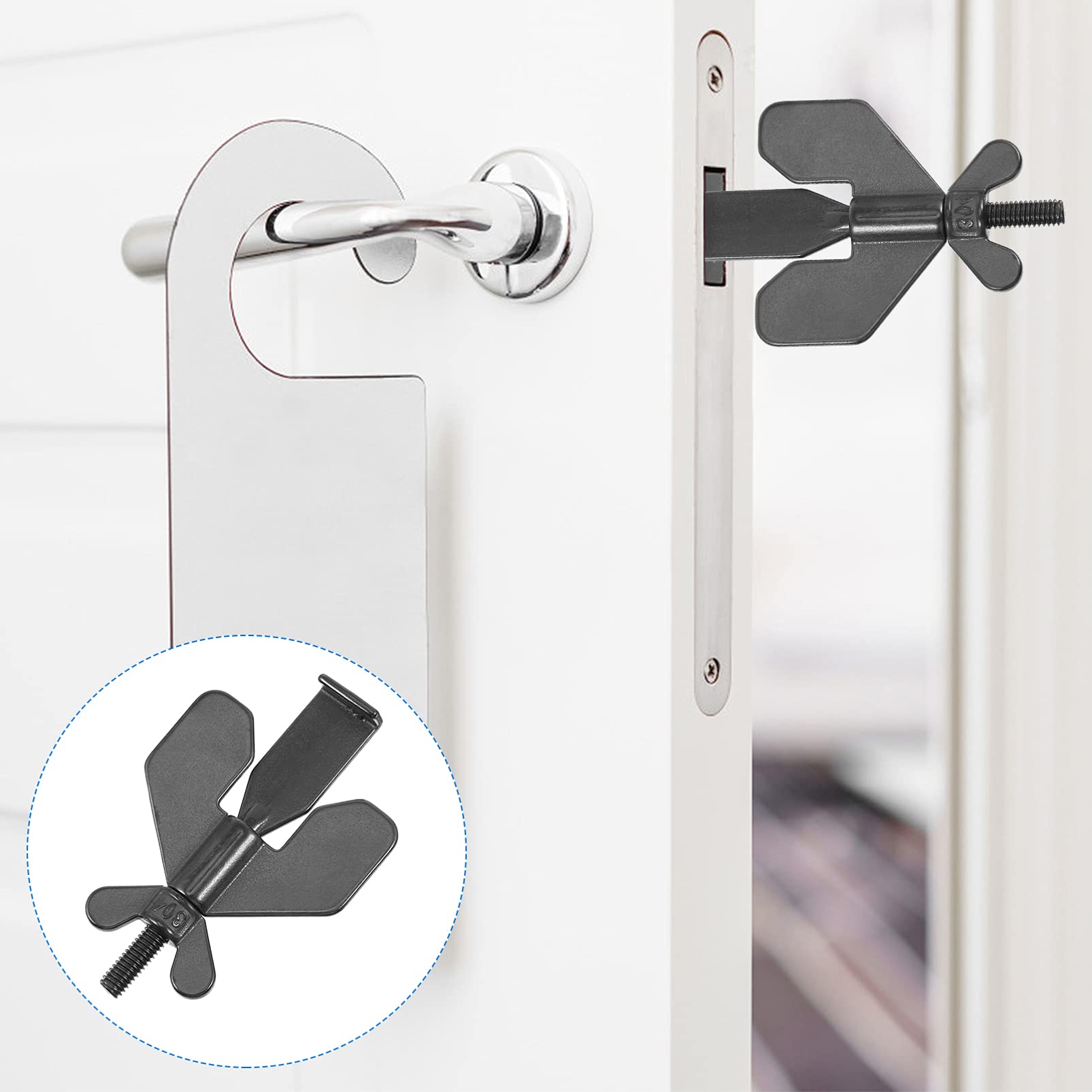 Portable Door Lock - Stainless Steel Travel Door Lock for Home, Hotel & Apartment Security - Privacy Door Locker Device for Enhanced Safety - Perfect for Travel, Airbnb & Personal Space Protection (Black)