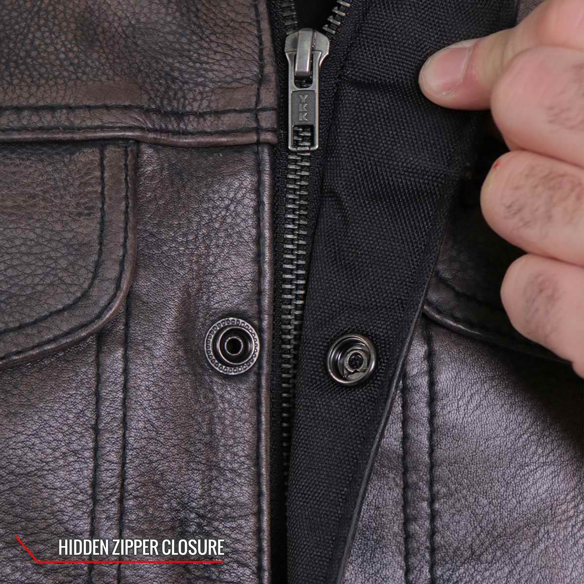 Hot Leathers VSM1035 Men's Distressed Brown Conceal Carry Club Leather Vest - Medium | Motorcycle Riding, Biker Jacket, Outdoor Adventure Gear