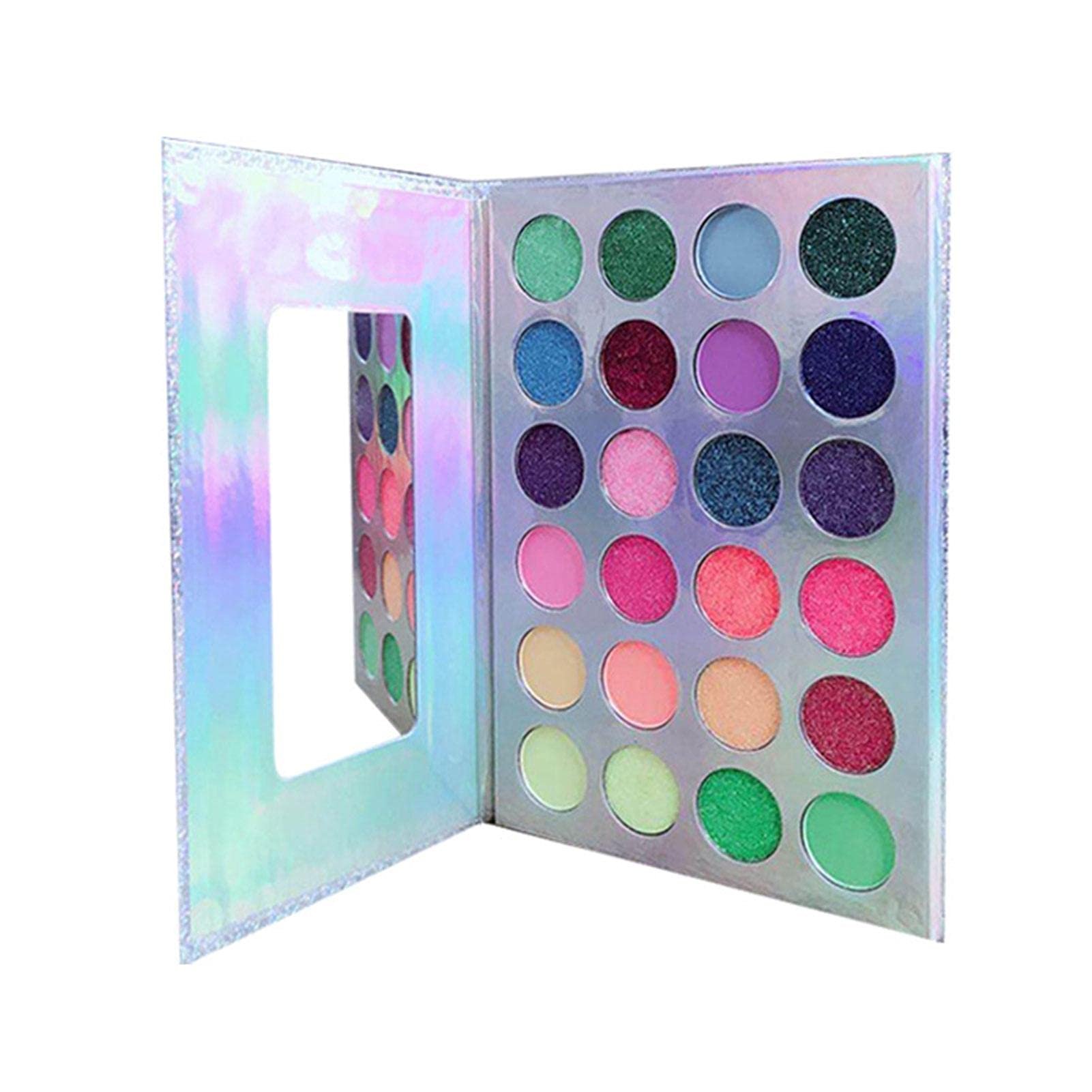 24 Color Mooderf Studio Eyeshadow Palette - Highly Pigmented Makeup Kit with Glitter for Eyes, Face & Body | UV Blacklight Festival Makeup | Perfect for Halloween, Raves & Cosplay