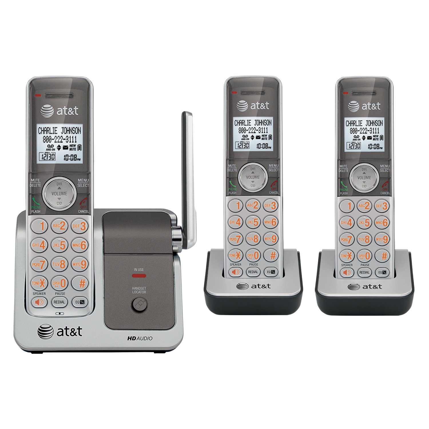 AT&T CL81301 DECT 6.0 Cordless Phone with 3 Handsets - Silver/Grey - Expandable Home Office Phone System for Clear Calls & Caller ID - Perfect for Home, Office & Small Business Use