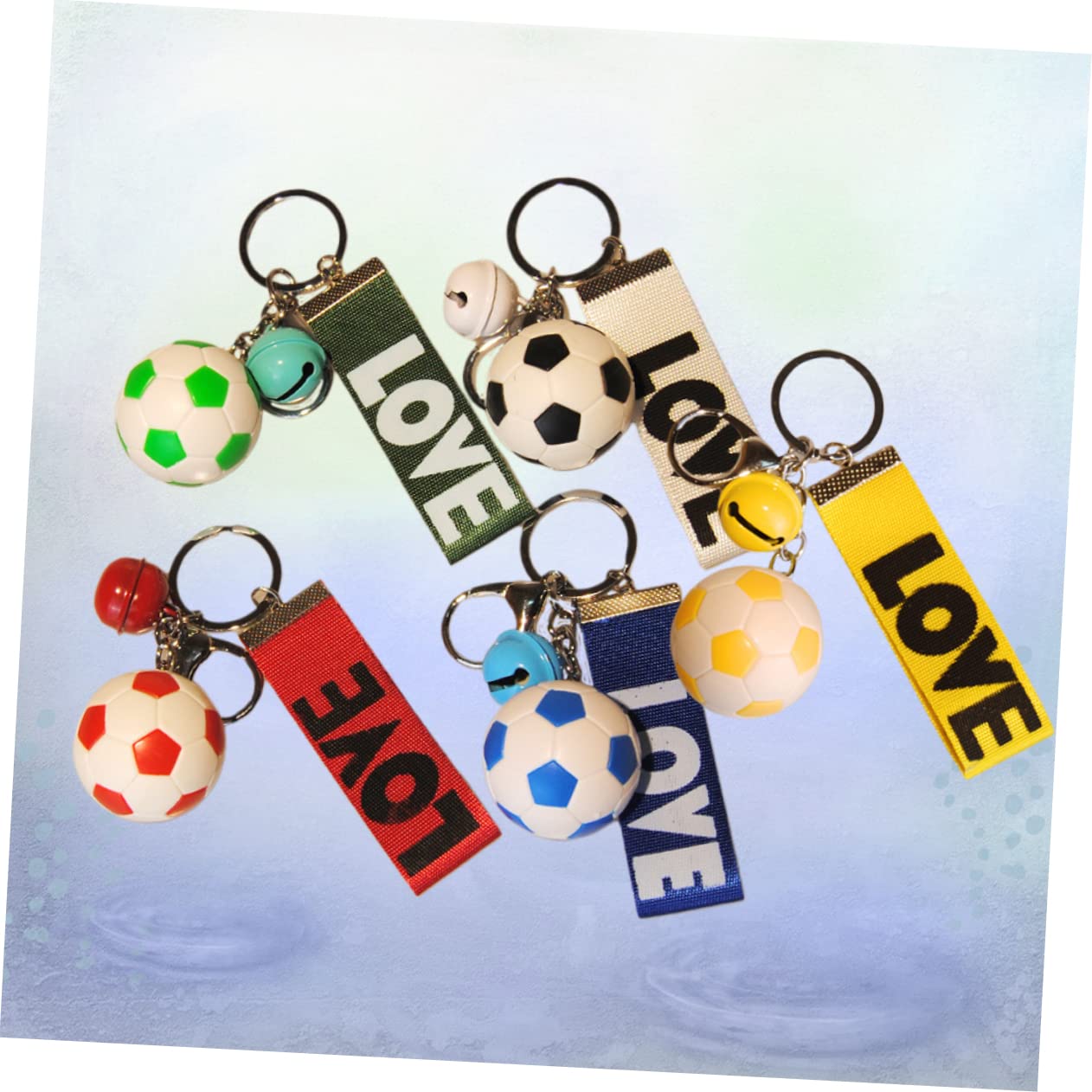 CORHAD 5-Piece Soccer Ball Keychain Set - Sports Fan Keyrings for Football Lovers - Perfect for Gifts, Backpacks & Car Keys (Soccer Accessories)