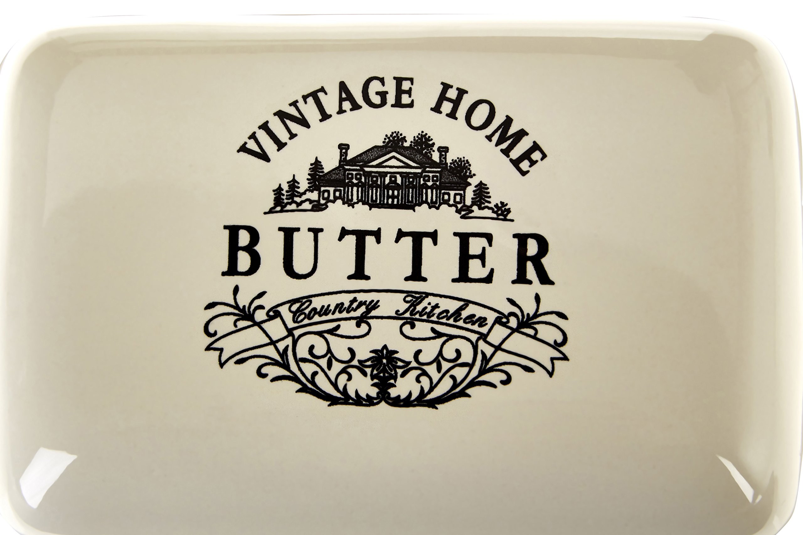Vintage Butter Dish with Lid - Cream Ceramic Butter Keeper for Countertop - Perfect for Kitchen, Dining Table, and Breakfast Nook