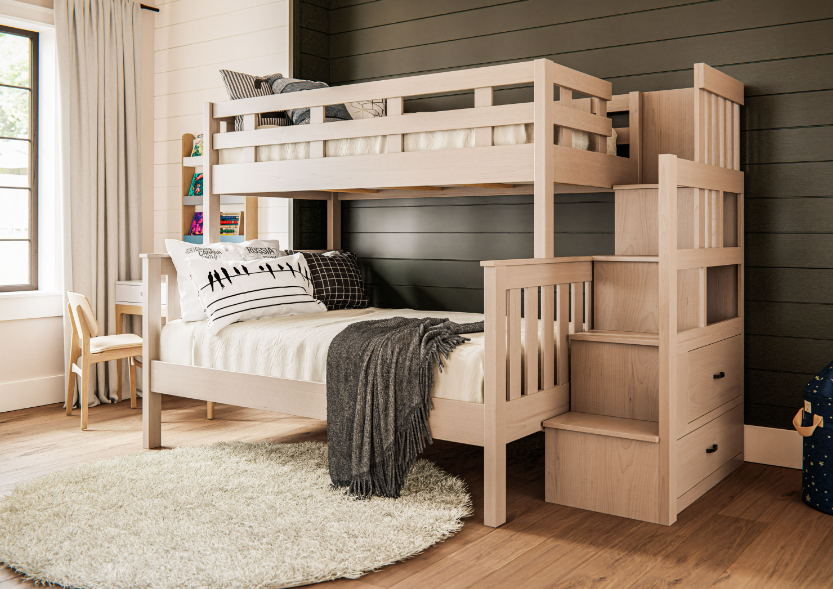 Fairmont Twin Over Twin Bunk Bed with Ladder - Sturdy Wooden Loft Bed for Kids & Teens - Space-Saving Bedroom Furniture for Small Rooms & Shared Spaces