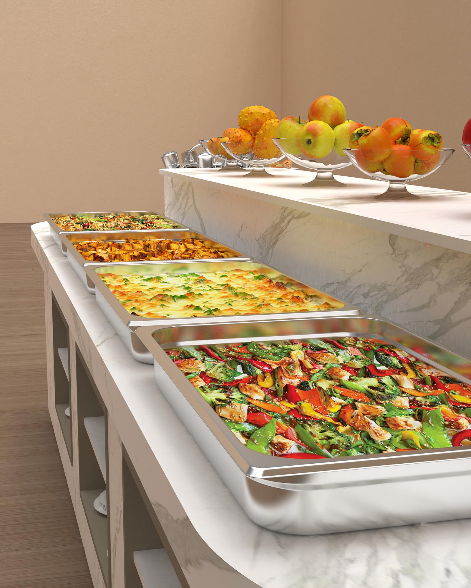 Commercial Stainless Steel Full Size Steam Table Pans - 6-Pack 2.5 Inch Deep Restaurant Hotel Pans with Anti-Jamming Design | Perfect for Buffet Catering, Food Warming & Kitchen Storage