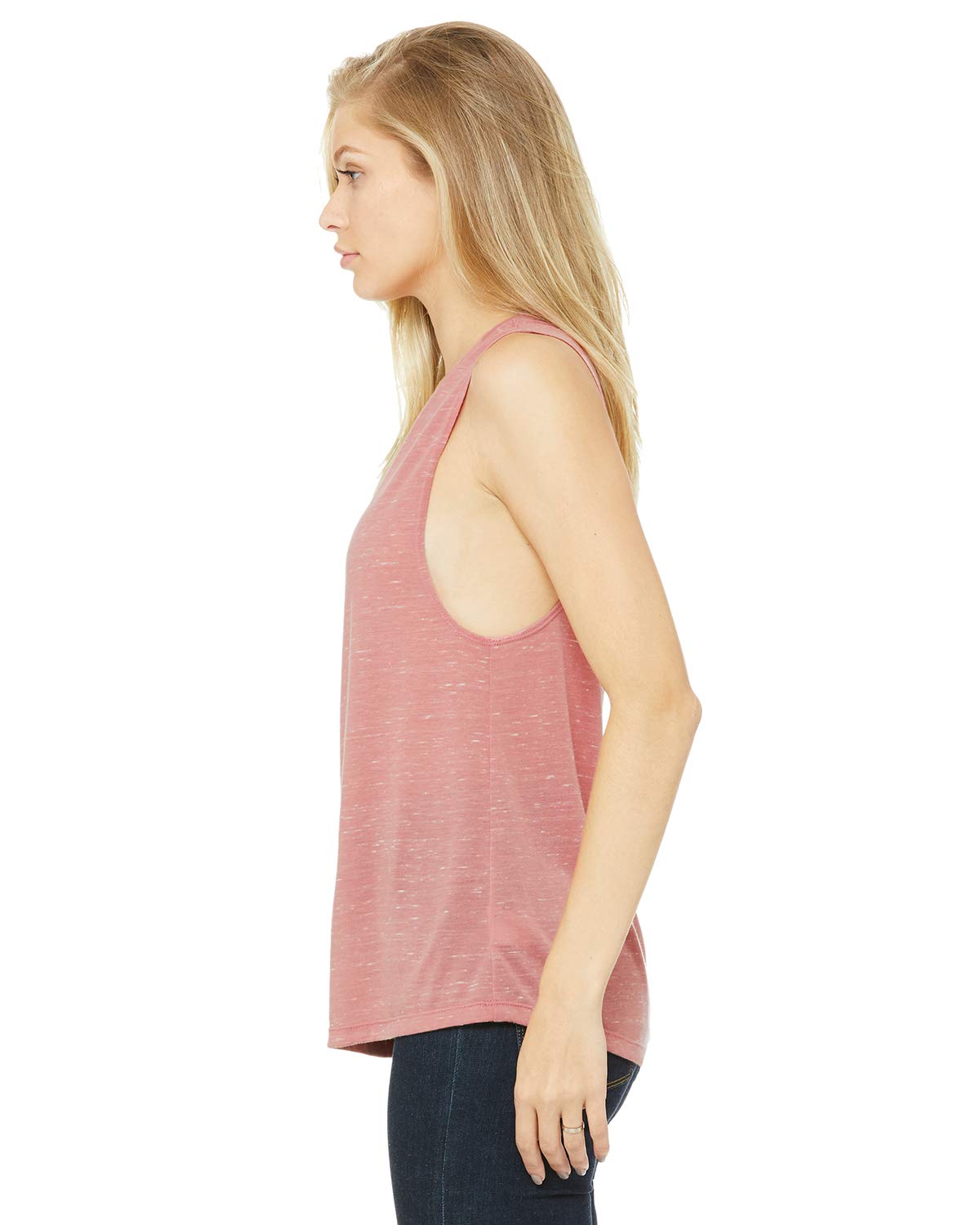 Bella Canvas Women's Flowy Scoop Neck Muscle Tank Top - Soft Mauve Marble Print - Medium Size - Perfect for Yoga, Gym & Summer Casual Wear