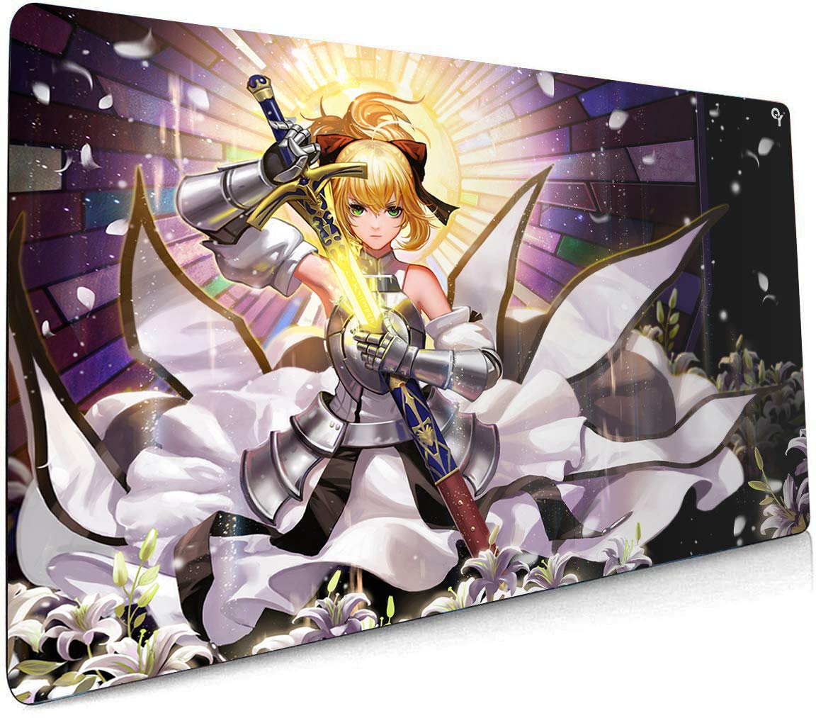 Fate Stay Night Anime Mouse Pad - Large Gaming Desk Mat for Computer & Keyboard - Saber Alter Fate Grand Order Design - Perfect for PC Gaming & Office Work