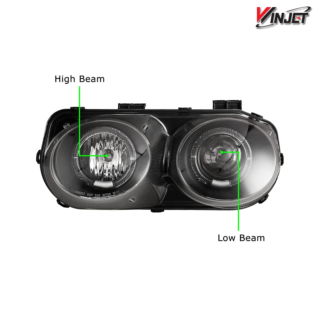 Winjet LED DRL Halo Projector Headlights Compatible with 1994-1997 Acura Integra - Upgrade Your Car Lighting for Night Driving & Style Enhancement
