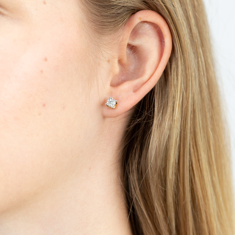 10ct Yellow Gold 1/2 Carat Diamond Stud Earrings for Women - Elegant & Timeless Jewelry Gift for Anniversary, Wedding, Birthday & Special Occasions