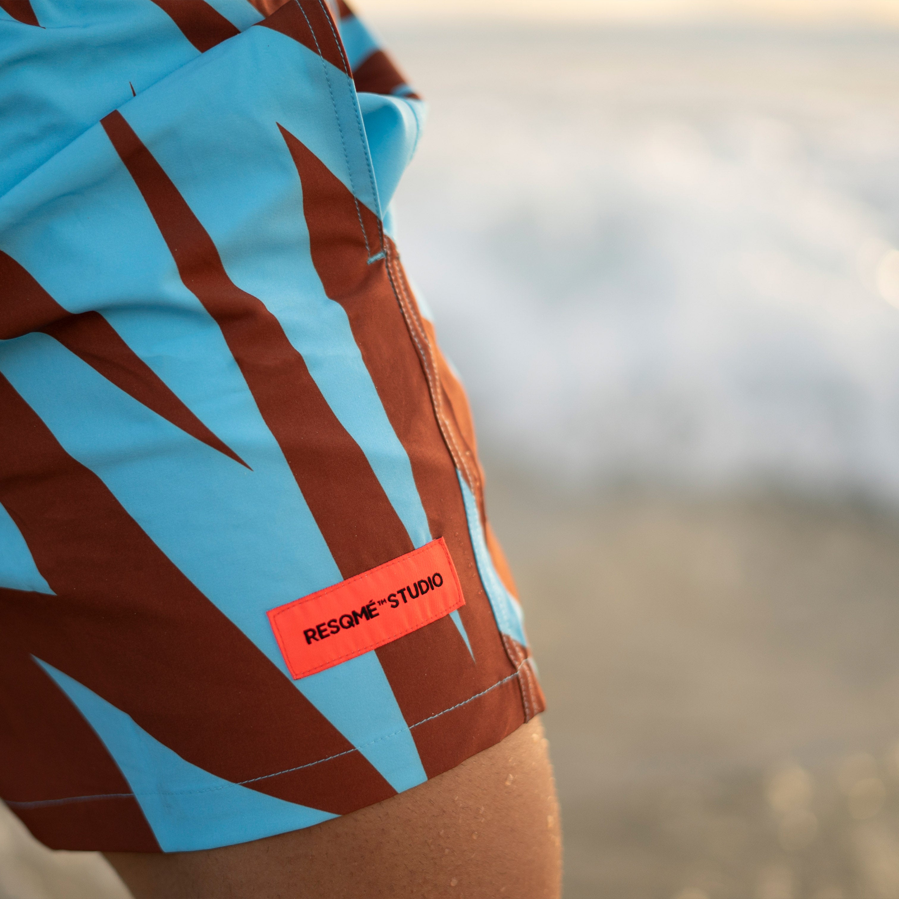 Men's Quick-Dry Swim Shorts - Flash Ocean Print - UPF 50+ Sun Protection - Perfect for Beach, Pool & Water Sports