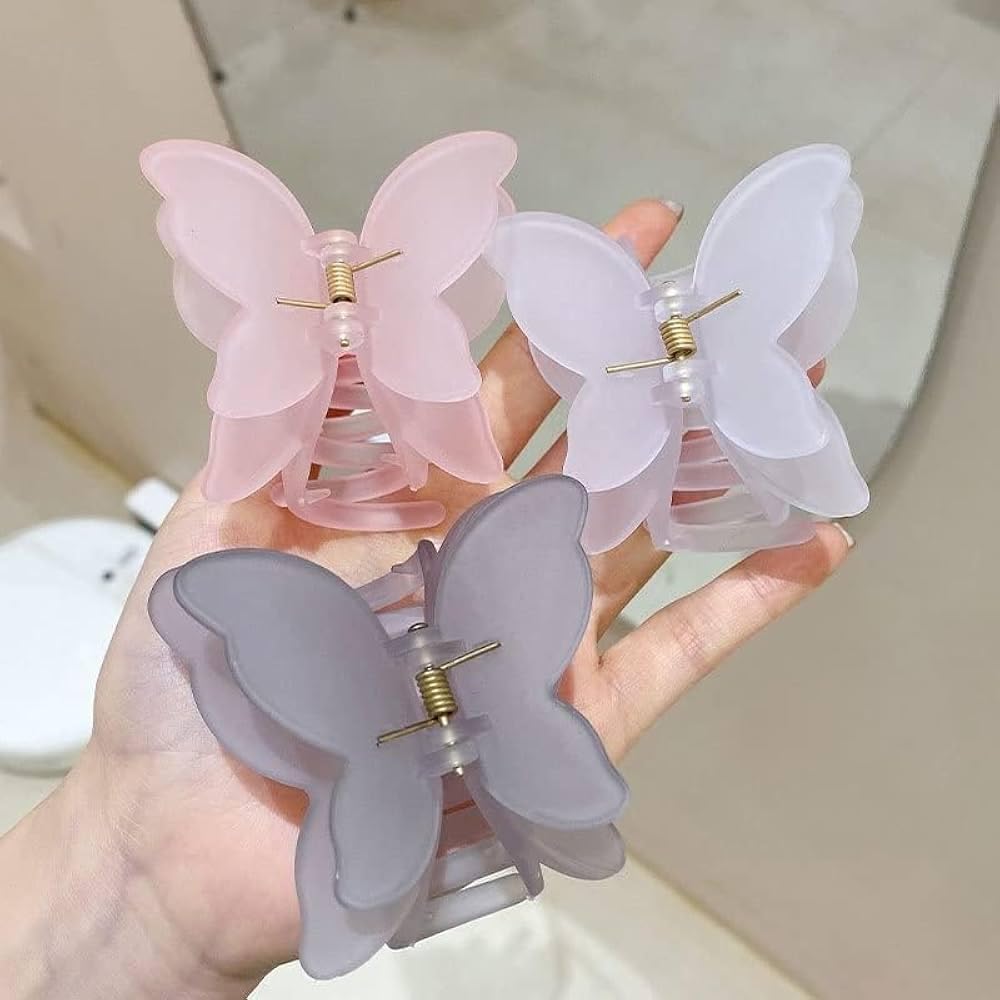 HOME13™ 6-Piece Butterfly Claw Hair Clips Set - Vintage Retro Hair Accessories for Women & Girls - Sweet Decorative Hair Clips with Artificial Bangs - Perfect for Parties, Weddings & Everyday Styling