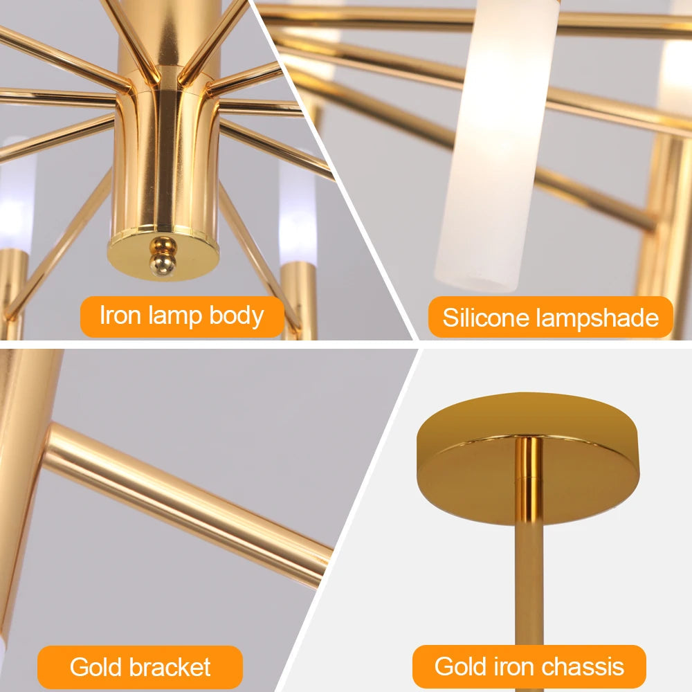 Alissa 20-Light Modern Golden Sputnik Chandelier - Elegant Ceiling Lighting Fixture for Dining Room, Living Room & Bedroom Decor