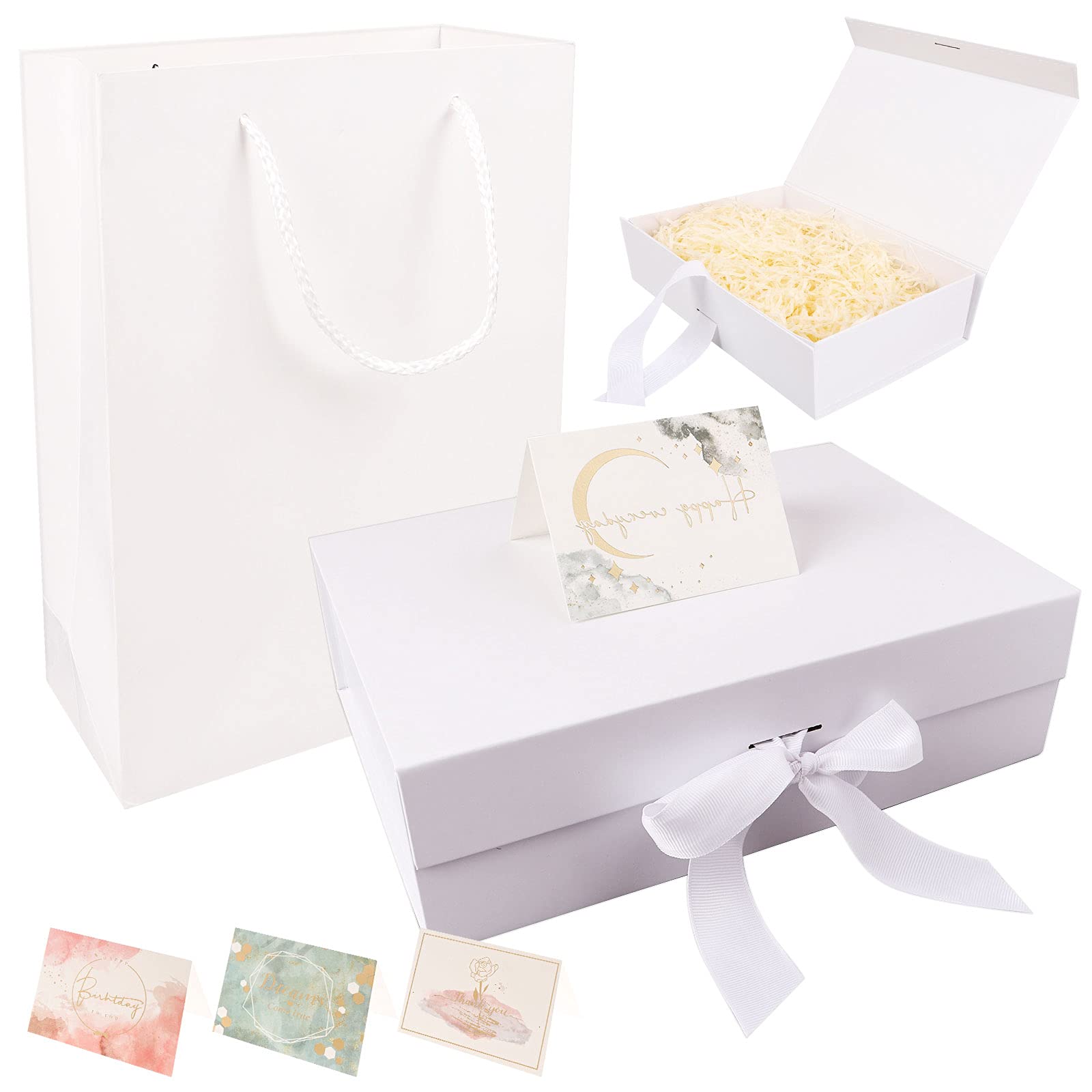 Premium Luxury Gift Box Set - 10.4x7.5x3.15 Inch Magnetic Closure Wedding Bridesmaid Proposal Box with Greeting Card & Paper Bags | Perfect for Birthdays, Christmas, Anniversaries & Special Occasions