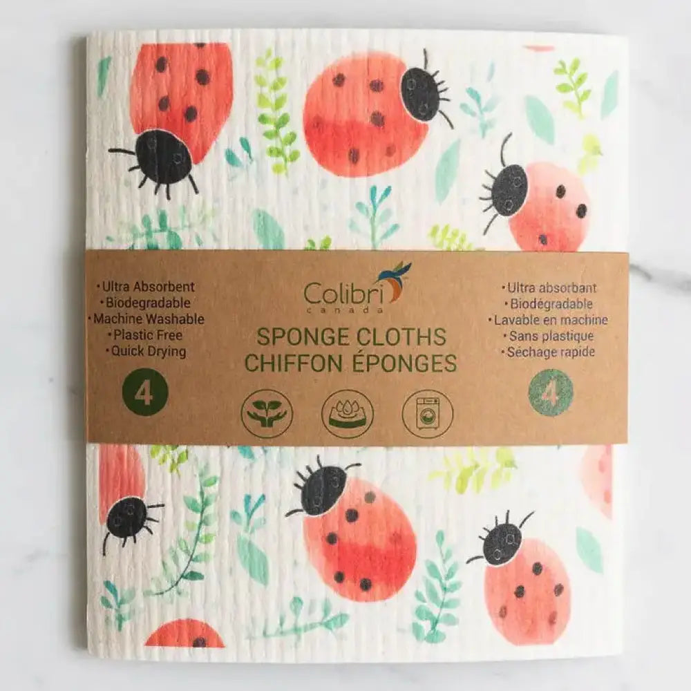 Colibri 4-Pack Premium Sponge Cloths - Super Absorbent & Reusable Kitchen Cleaning Cloths for Dishes, Countertops, and In the Garden Use