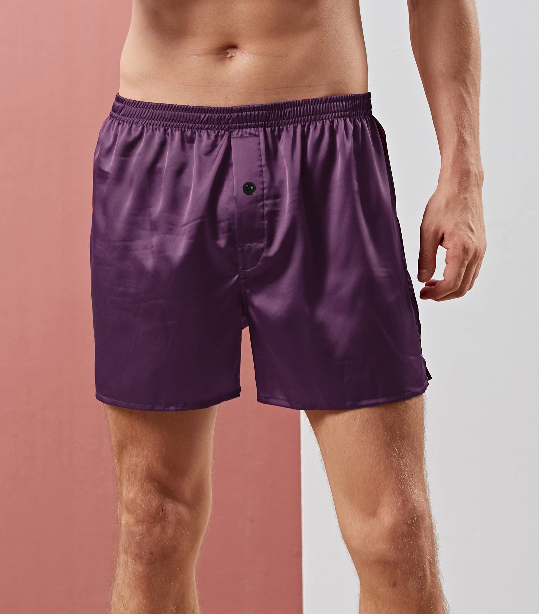 Silky Satin Boxer Shorts for Men - Breathable Loose Fit Sleepwear & Lounge Pajama Bottoms - Perfect for Nightwear, Home Relaxing and Vacation Comfort