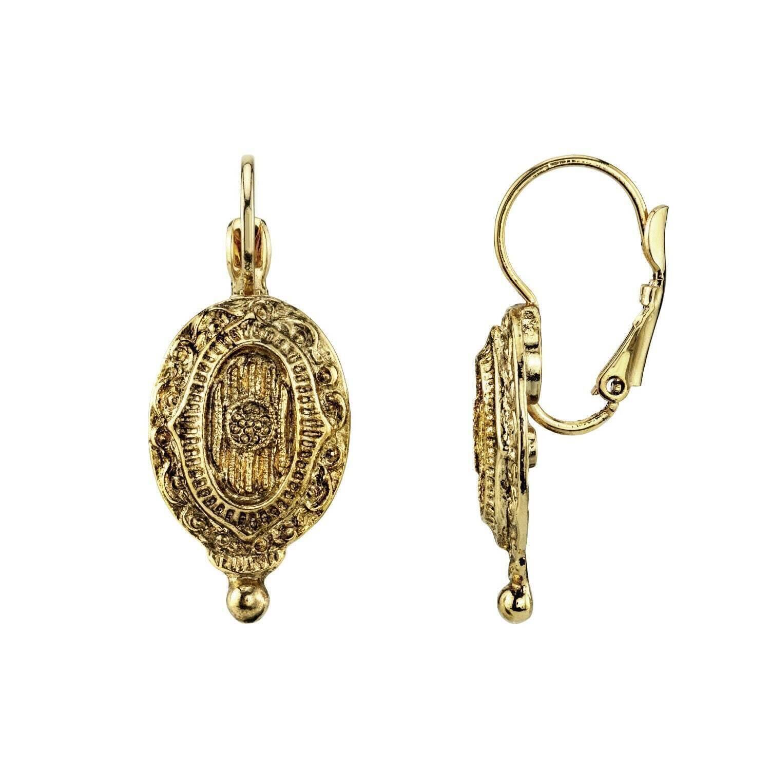 1928 Jewelry Baroque Insignia Oval Drop Earrings - Vintage Style Dangle Earrings for Women - Perfect for Weddings, Parties & Special Occasions