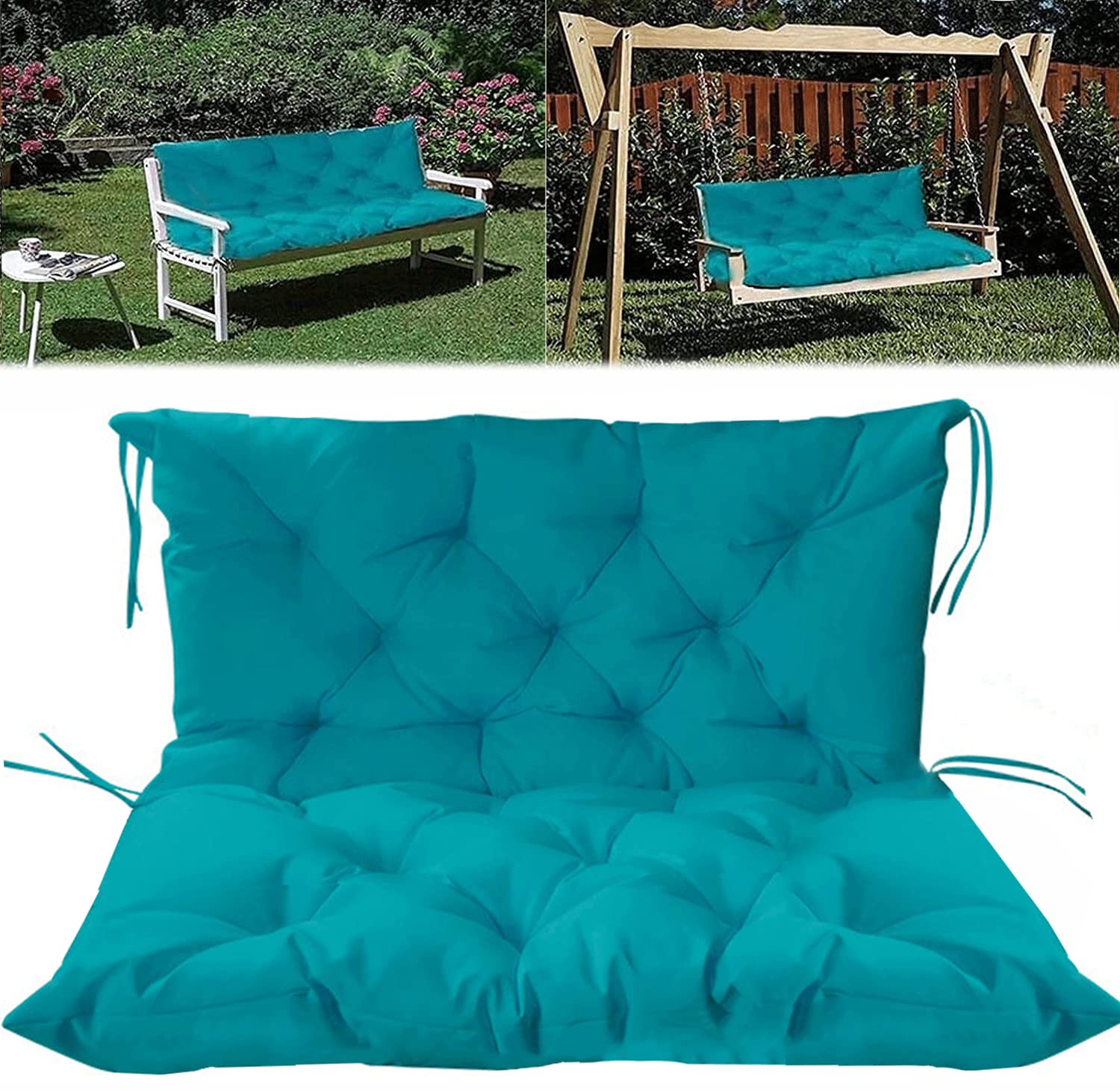 **ZUINUDNG Outdoor Swing Bench Cushions – Soft Garden Bench Seat Pads with Backrest & Non-Slip Ties – Waterproof & Durable for Porch, Patio, Swing – Perfect for Relaxing in Your Backyard or Garden**