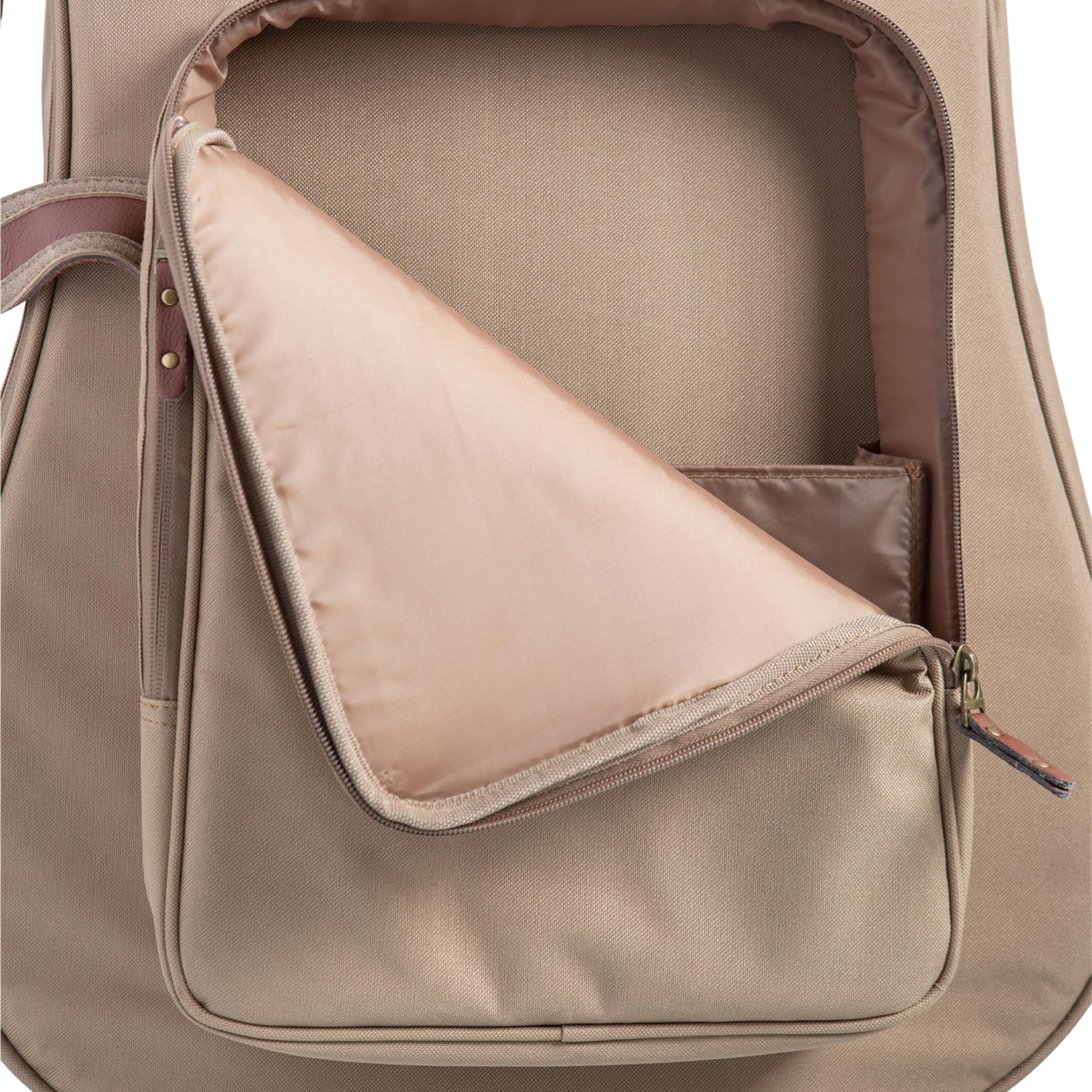 Premium Leather Classical Guitar Gig Bag with Padded Backpack Straps & Large Exterior Pocket - Tan (LVYCLASSICGB200) | Durable Protection for Travel, Performances & Storage