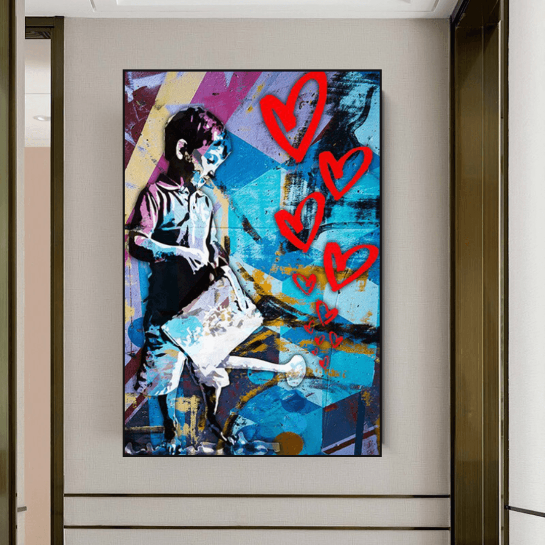 Banksy Street Art Boy Planting Love Canvas Wall Art - Modern Home Decor for Living Room, Bedroom & Office