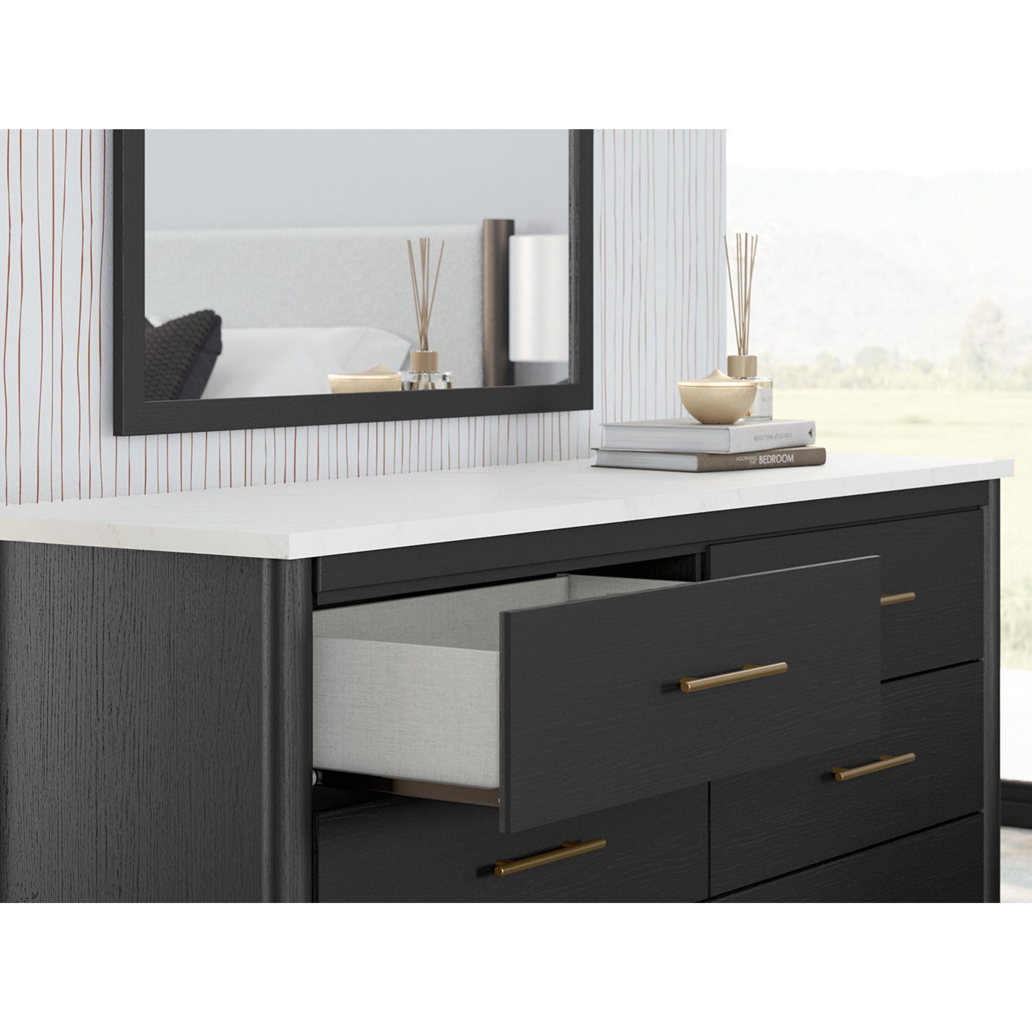Cadmori 6-Piece Queen Size Platform Bedroom Set - Modern Wooden Bed Frame with Nightstands and Dresser - Perfect for Small Spaces & Apartment Living