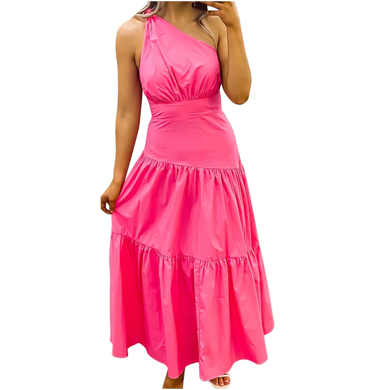 Boho Floral Print Off Shoulder Maxi Dress for Women - Plus Size Summer Long Dress with Shirred Waist & Side Split | Perfect for Beach Vacations, Music Festivals & Casual Outings