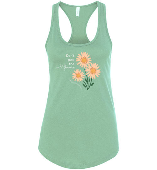 Asto Wamah Wildflowers Racerback Tank Top for Women - Floral Print Workout Top - Gym, Yoga & Summer Casual Wear