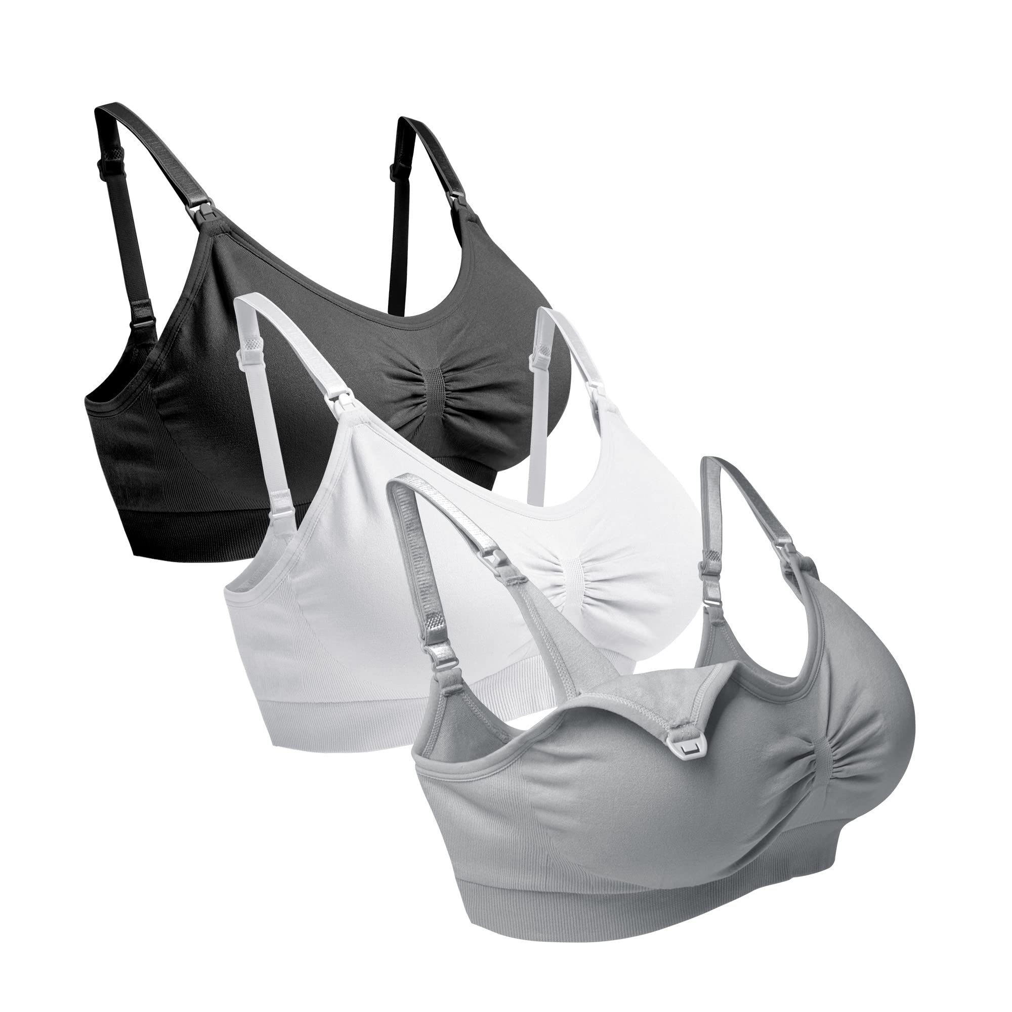 O-WareBaby Seamless Nursing Bra for Women - 3 Pack Maternity & Breastfeeding Bras (S-XXL) - Comfortable Support for Pregnancy, Nursing & Everyday Wear