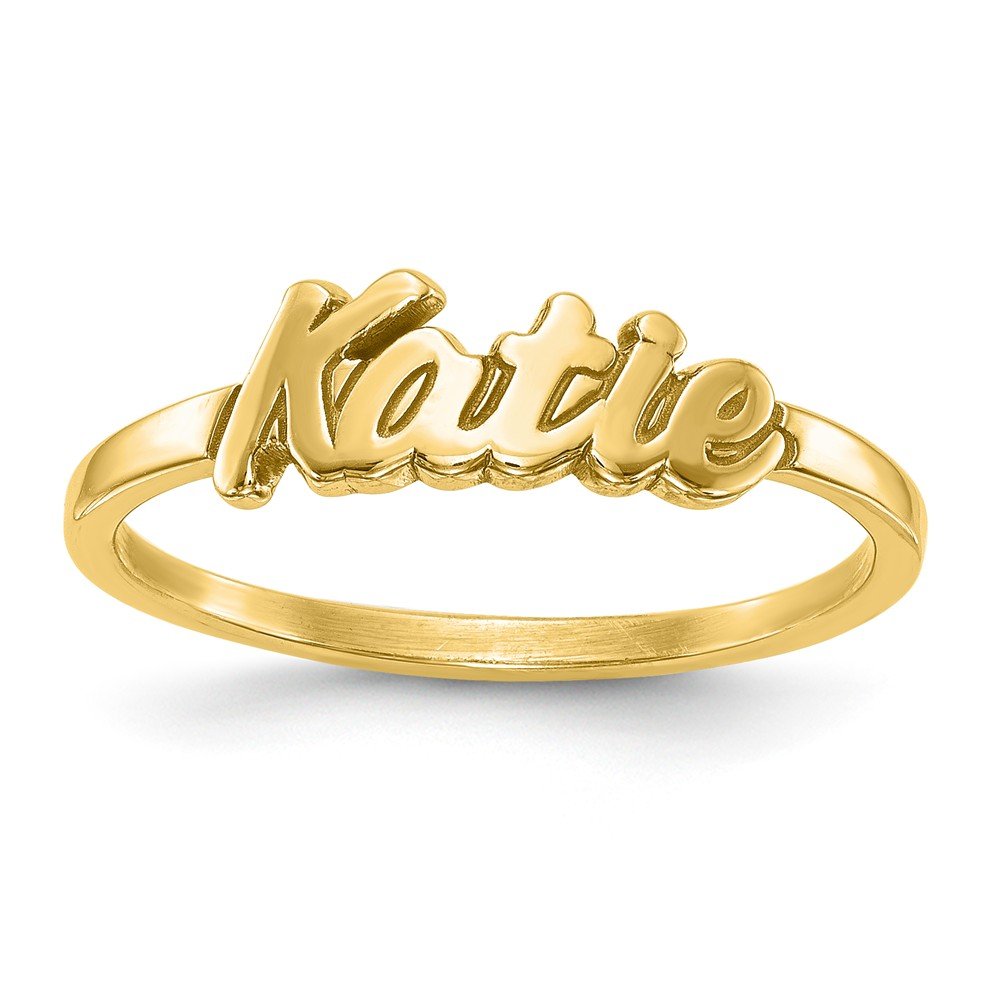 14K Solid Yellow Gold Personalized Name Ring Band - Custom Laser Engraved Jewelry for Women, Perfect for Gifts, Anniversaries, and Special Occasions