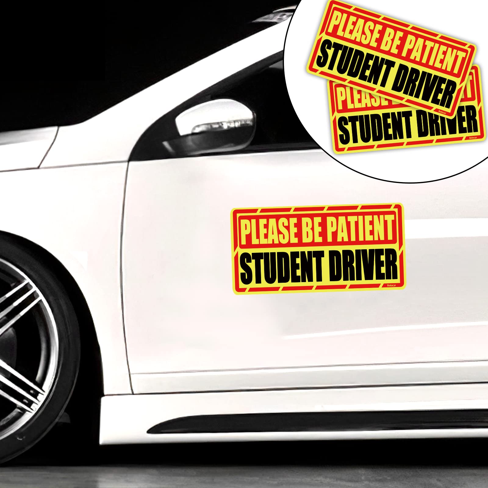 2 Pack Super Large Reflective Student Driver Car Magnet - 12×6 Inch Please Be Patient New Driver Safety Warning Sticker for Vehicle Bumper | Perfect for Teen Drivers, Driving Schools & Novice Learner Safety