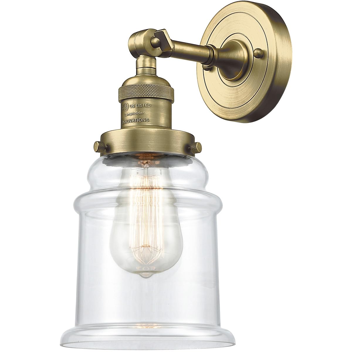 Innovations 201F-AB-G182-LED Semi-Flush Mount Ceiling Light Fixture - Antique Brass Finish, Energy Efficient LED Lighting for Bedroom, Living Room & Hallway