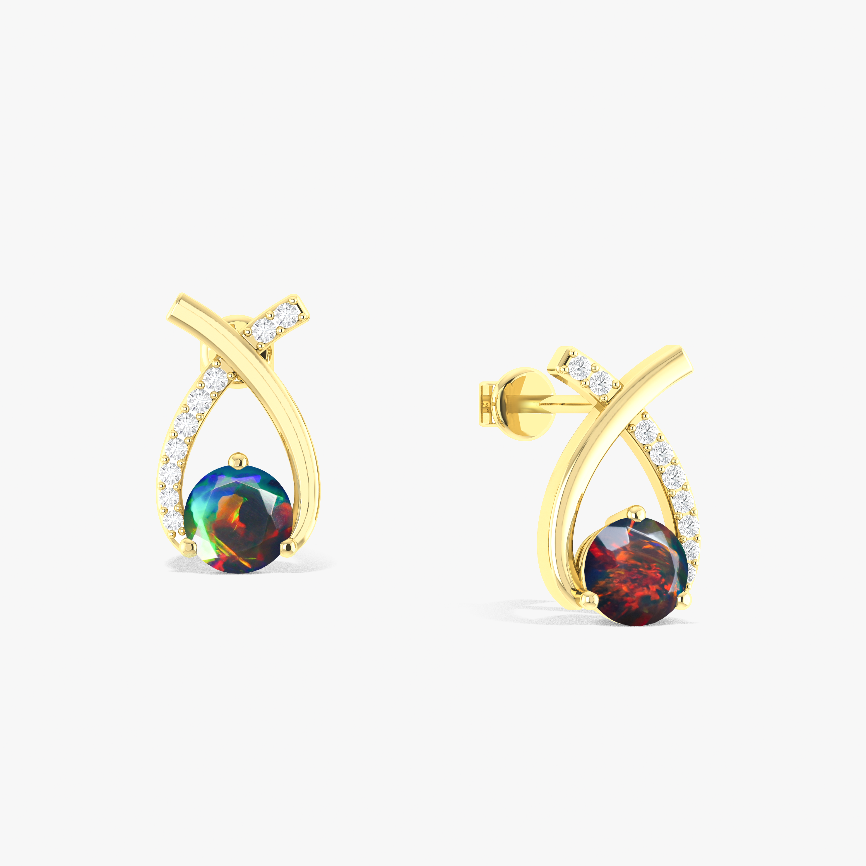 5MM Round Natural Black Opal Stud Earrings for Women | Genuine Australian Opal Jewelry | Perfect for Weddings, Parties & Everyday Wear